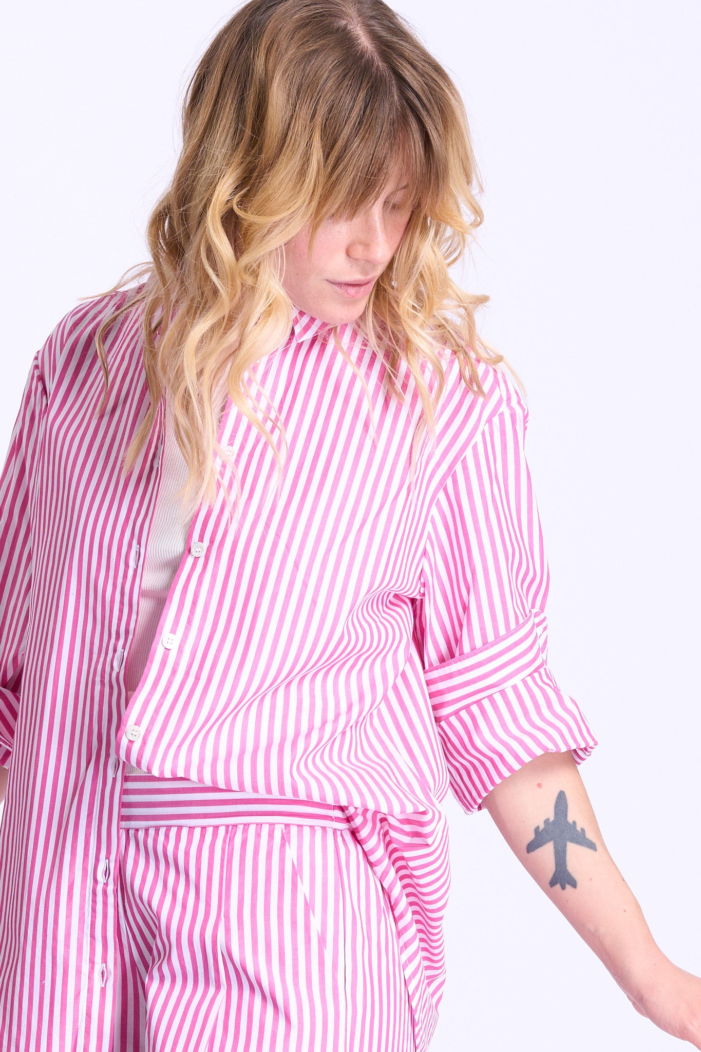 Mc2 saint barth Camicia Righe Bianco/rosa Donna-4
