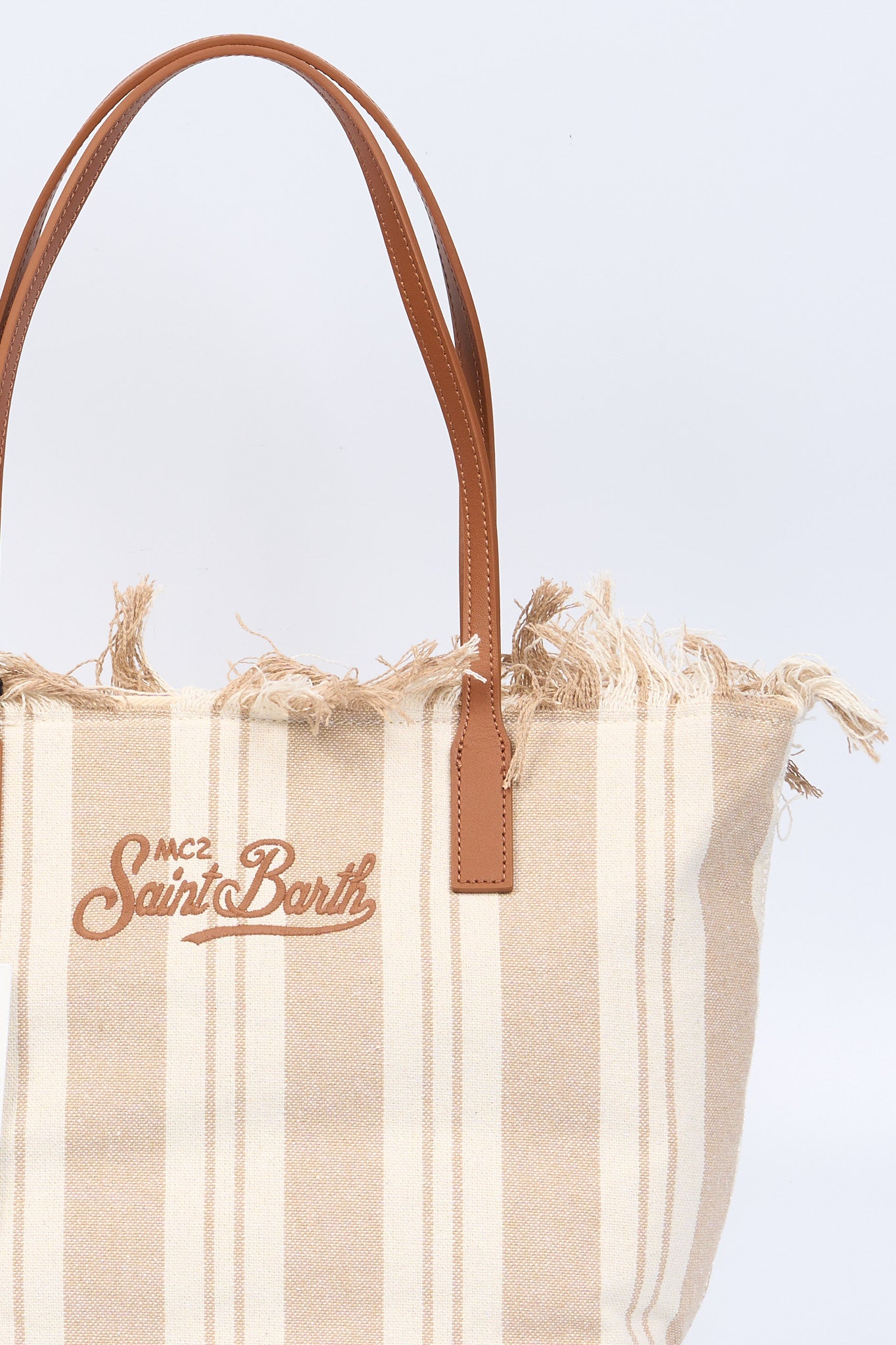 Mc2 saint barth City Bag Media a Righe Beige Donna-2