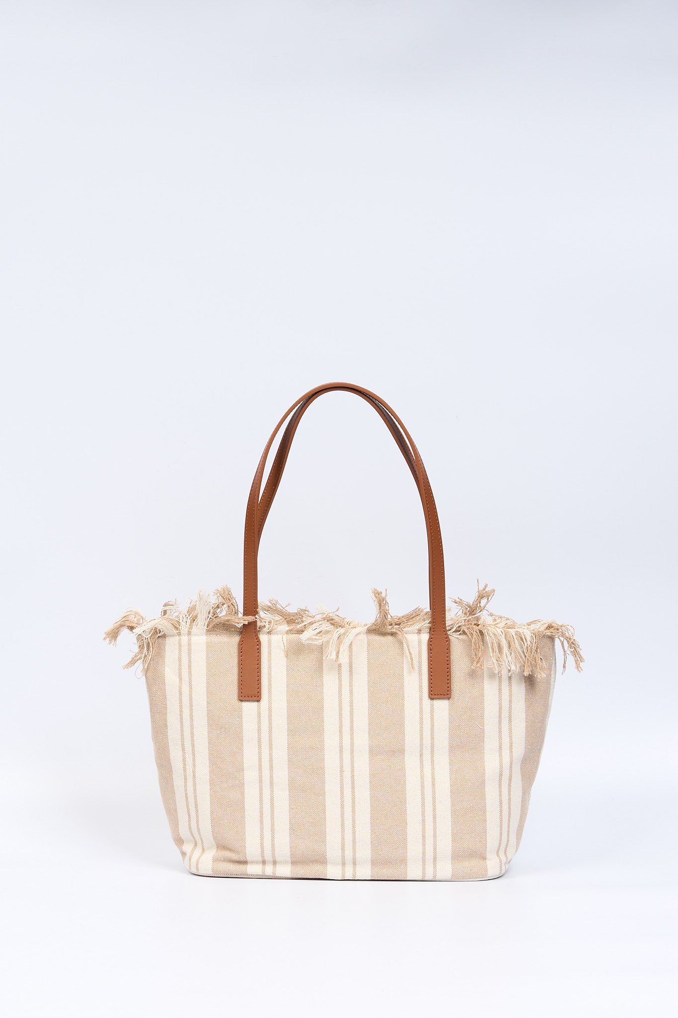 Mc2 saint barth City Bag Media a Righe Beige Donna-4