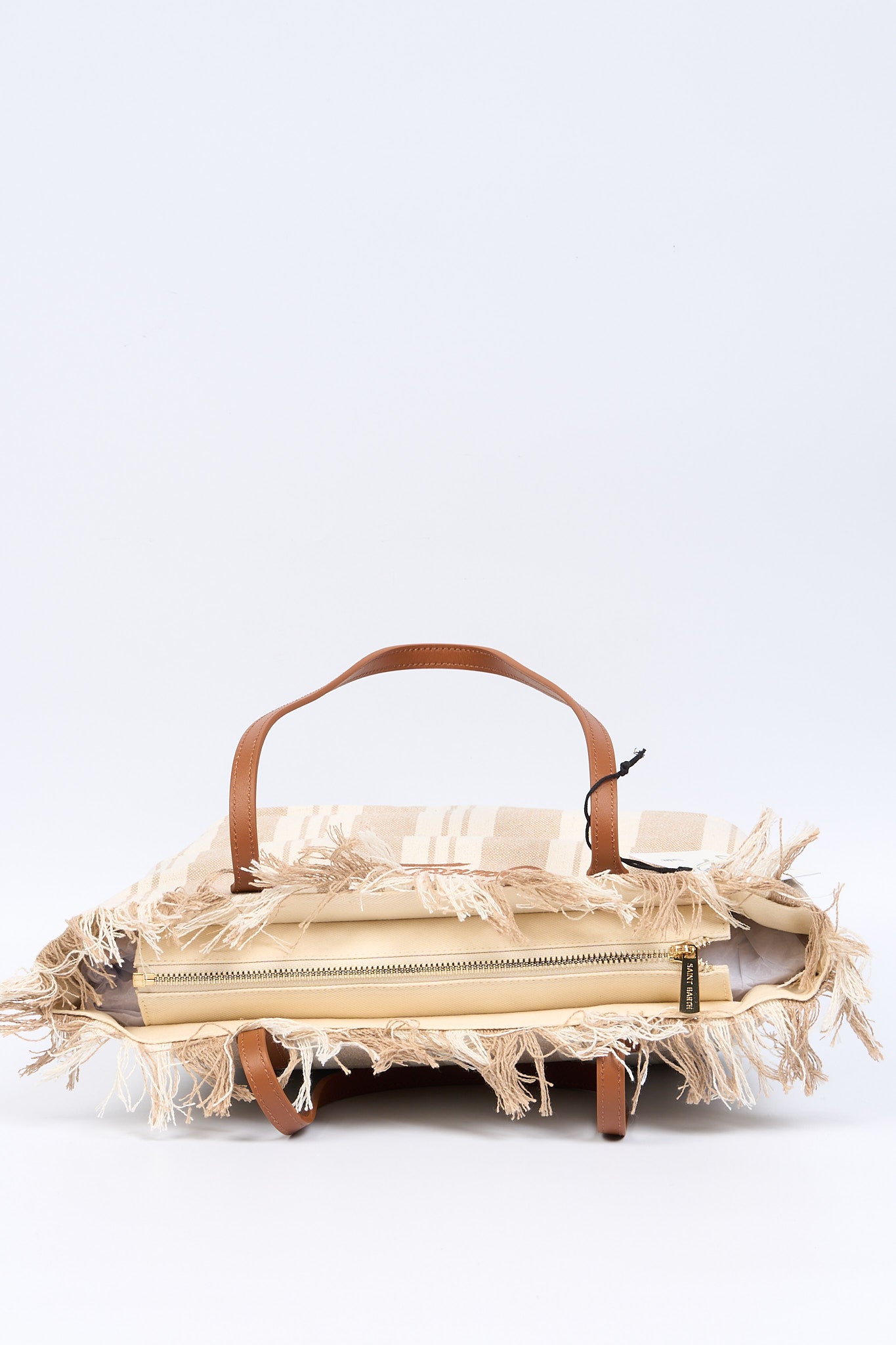 Mc2 saint barth City Bag Media a Righe Beige Donna-5