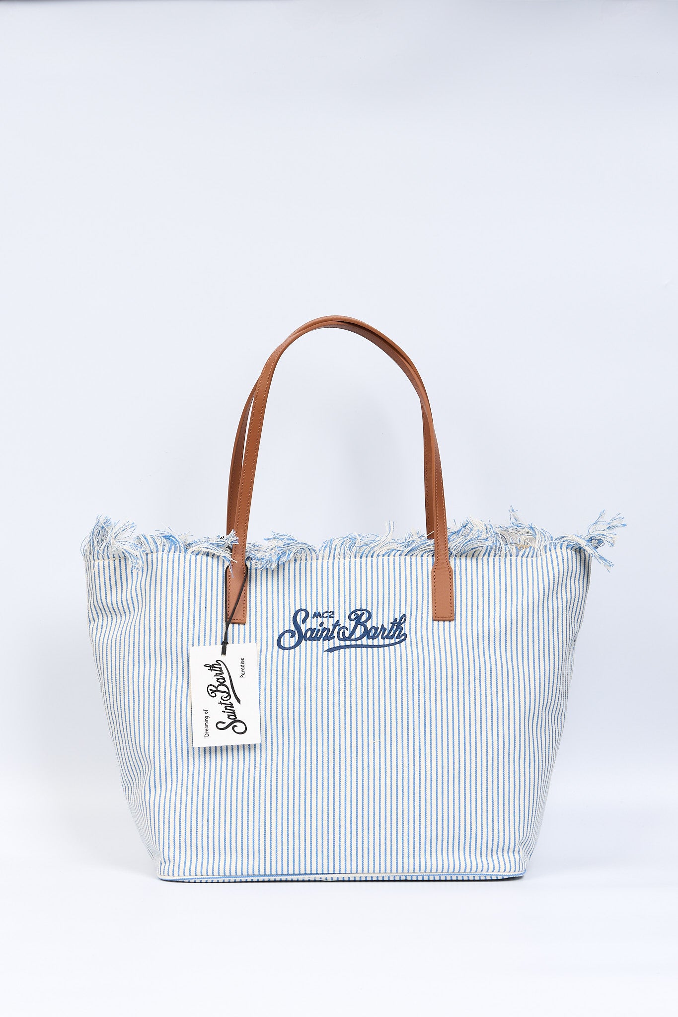 Mc2 saint barth City Bag Grande a Righe Bianco/Azzurro Donna-1