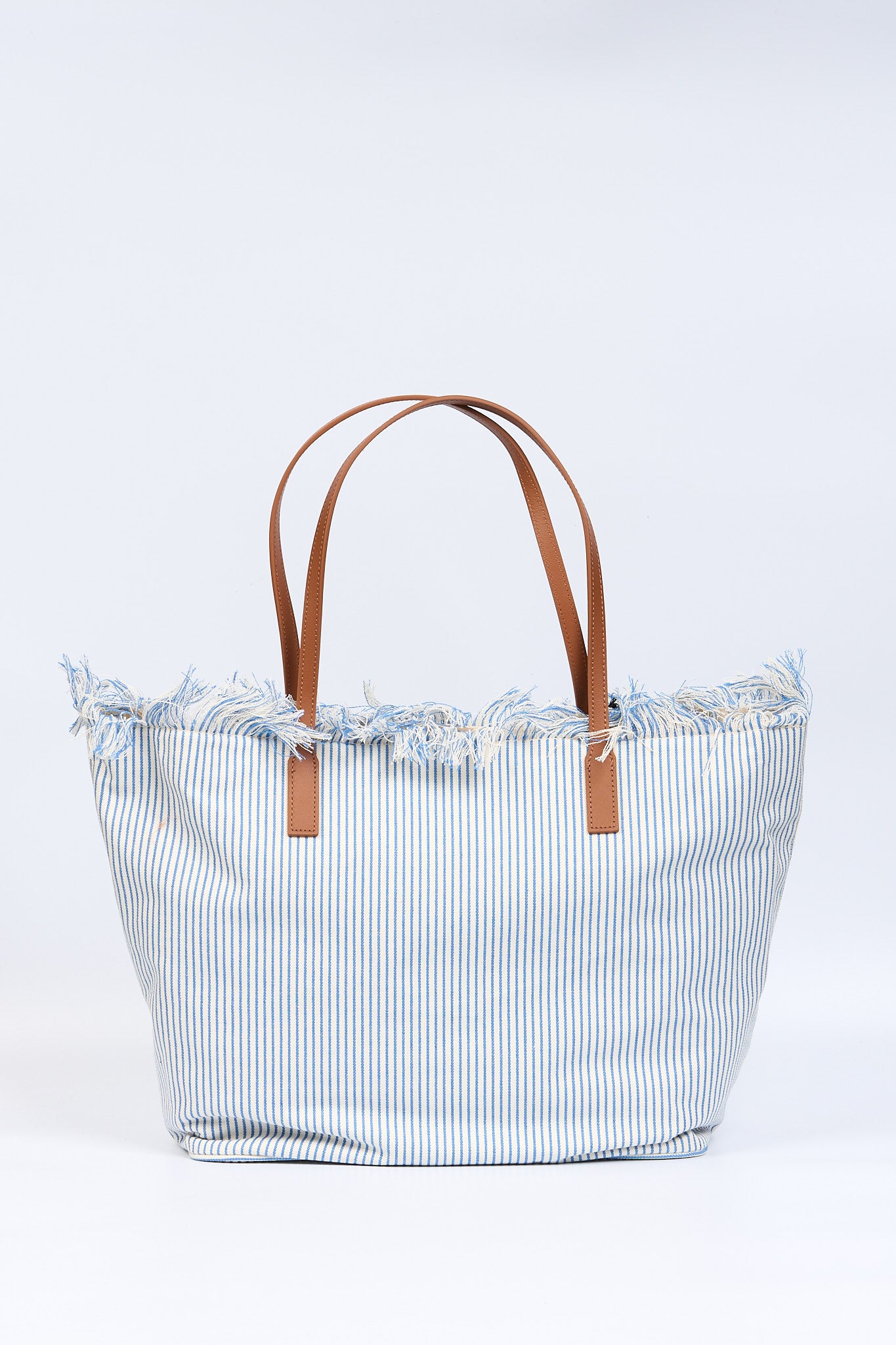 Mc2 saint barth City Bag Grande a Righe Bianco/Azzurro Donna-4