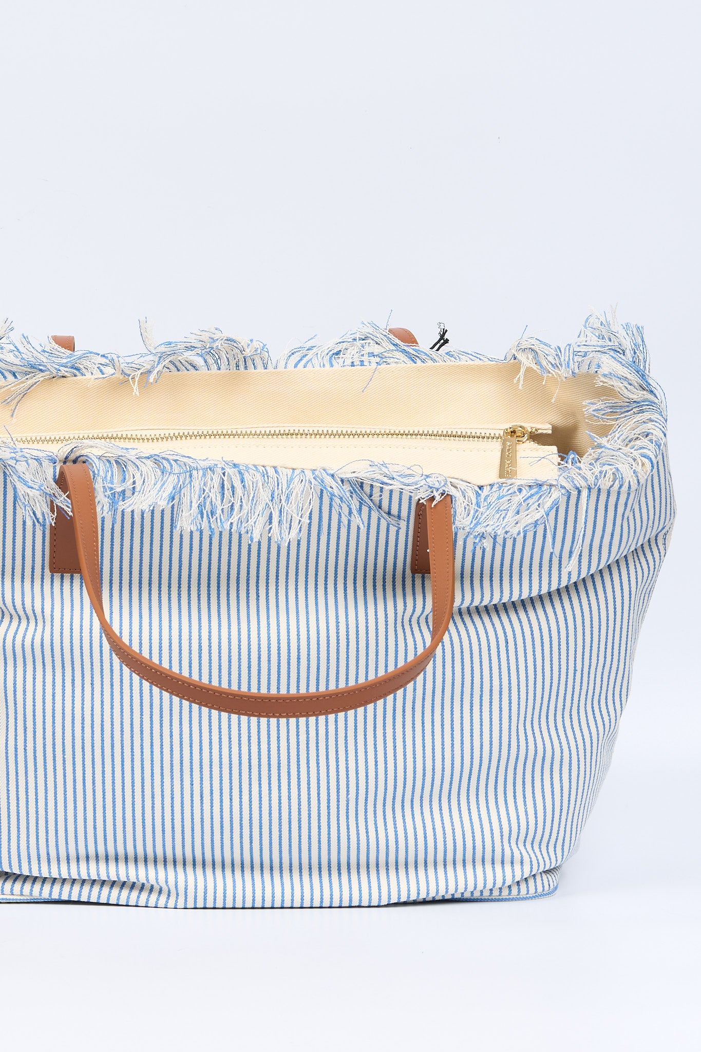 Mc2 saint barth City Bag Grande a Righe Bianco/Azzurro Donna-5