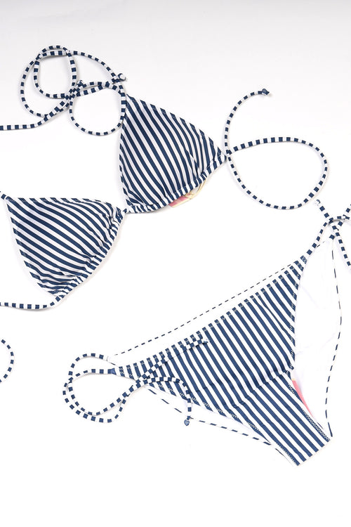 Mc2 saint barth Costume Bikini Righe Bianco/blu Donna