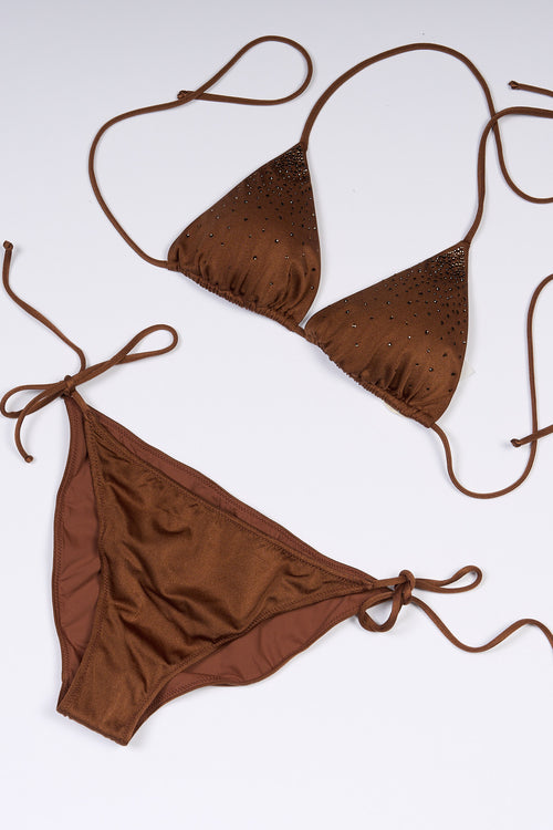 Mc2 saint barth Costume Bikini Strass Marrone Donna