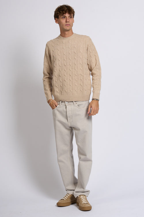 Mc2 saint barth Maglia Braid Wool Beige Uomo