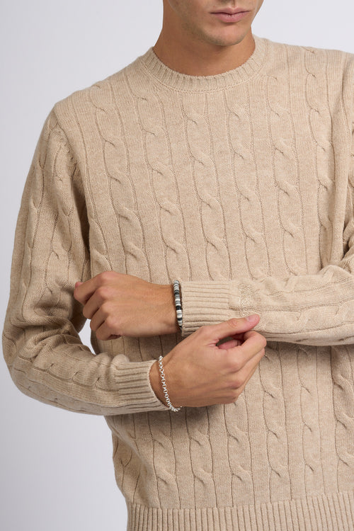 Mc2 saint barth Maglia Braid Wool Beige Uomo-2