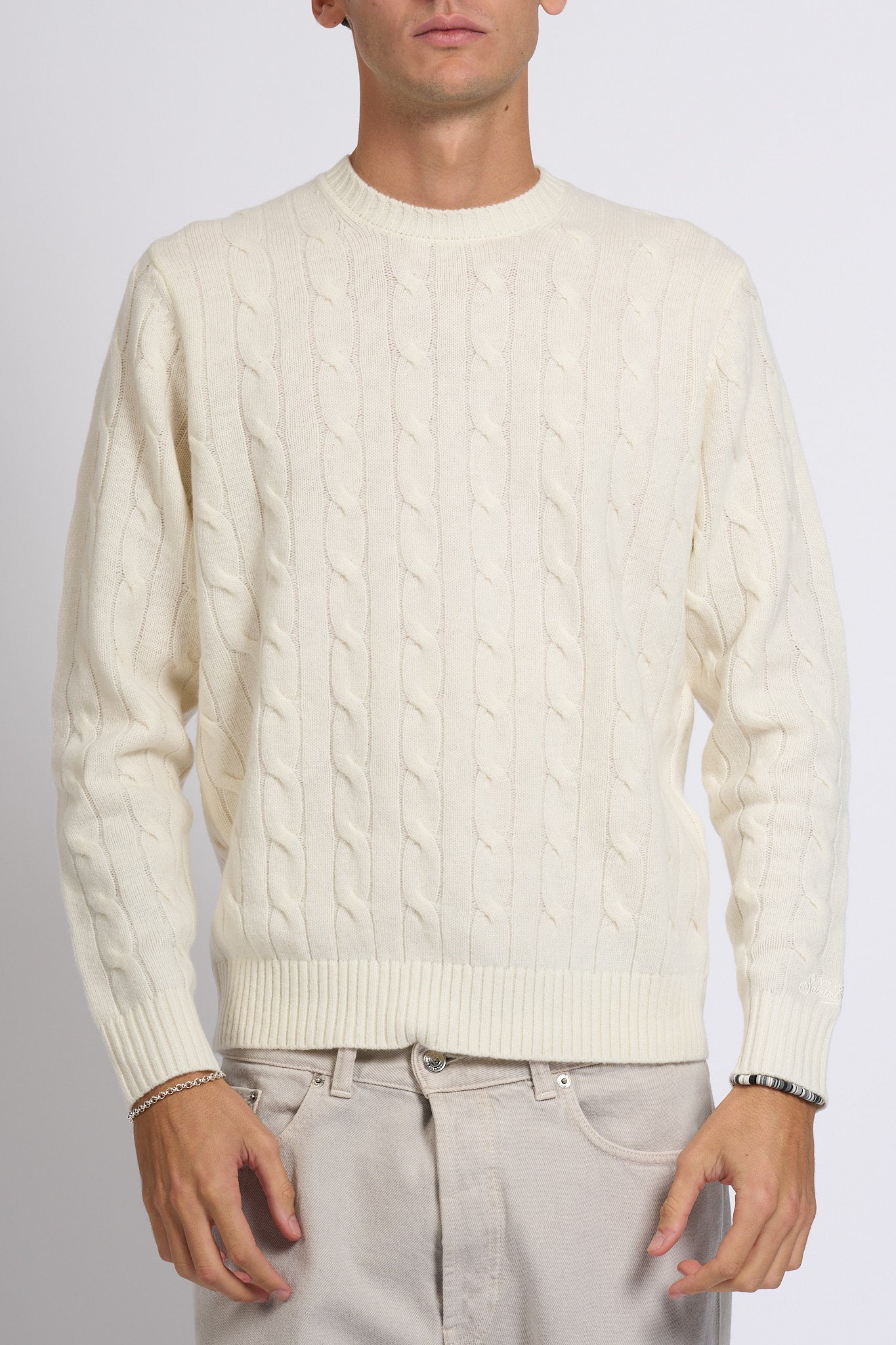 Mc2 saint barth Maglia Braid Wool Bianco Uomo-3
