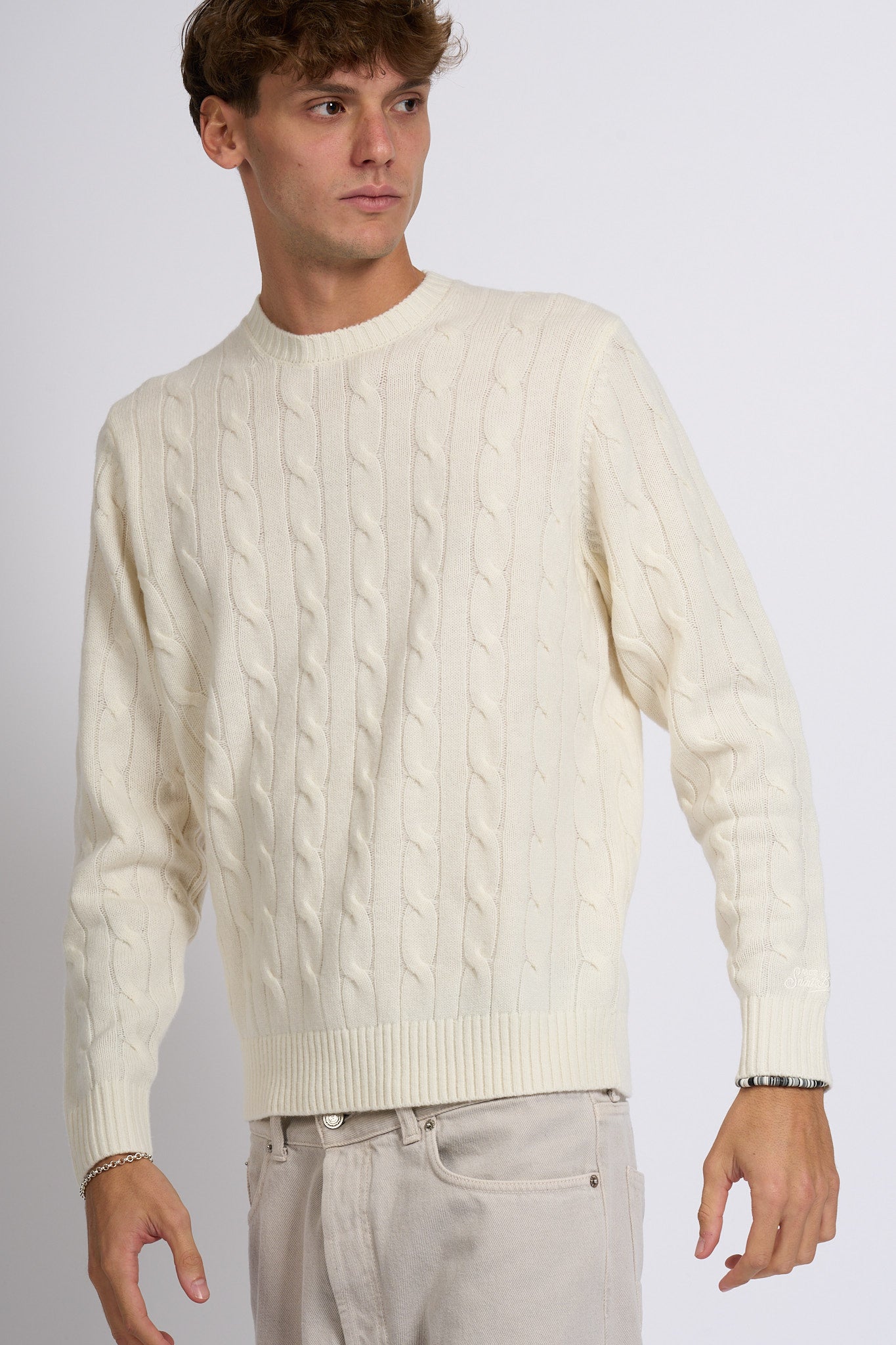 Mc2 saint barth Maglia Braid Wool Bianco Uomo-4