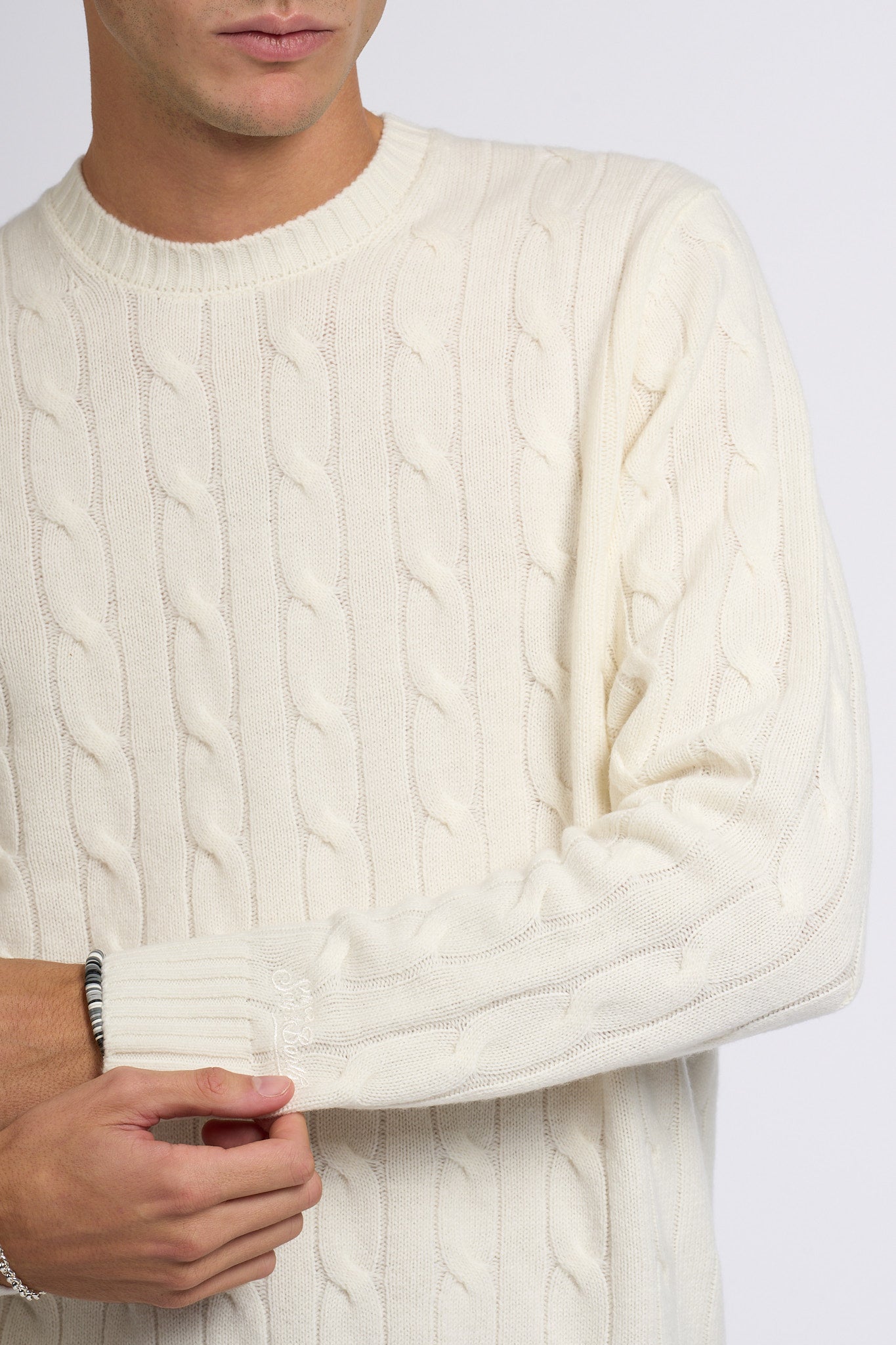 Mc2 saint barth Maglia Braid Wool Bianco Uomo-6