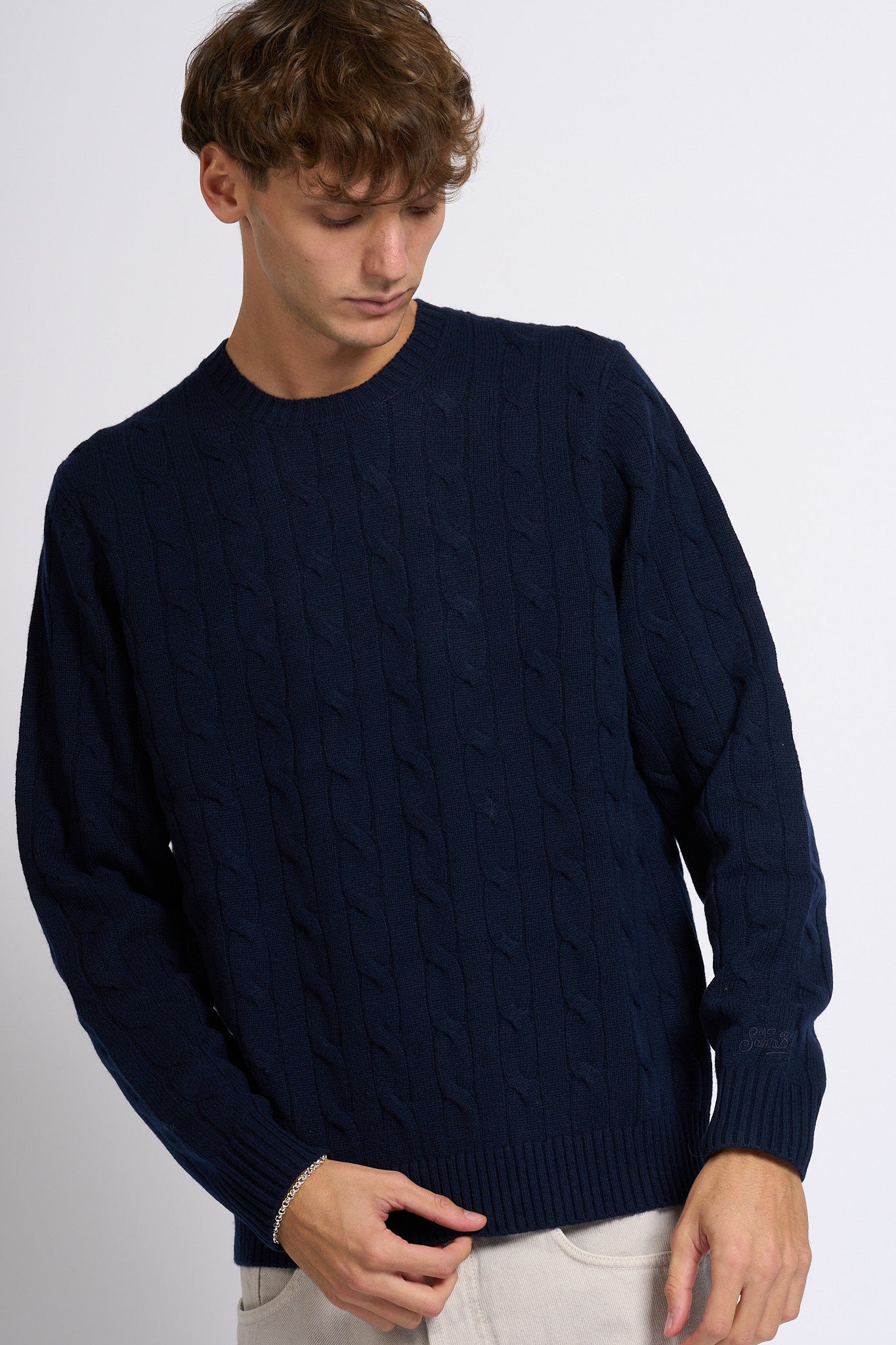 Mc2 saint barth Maglia Braid Wool Blu scuro Uomo-3