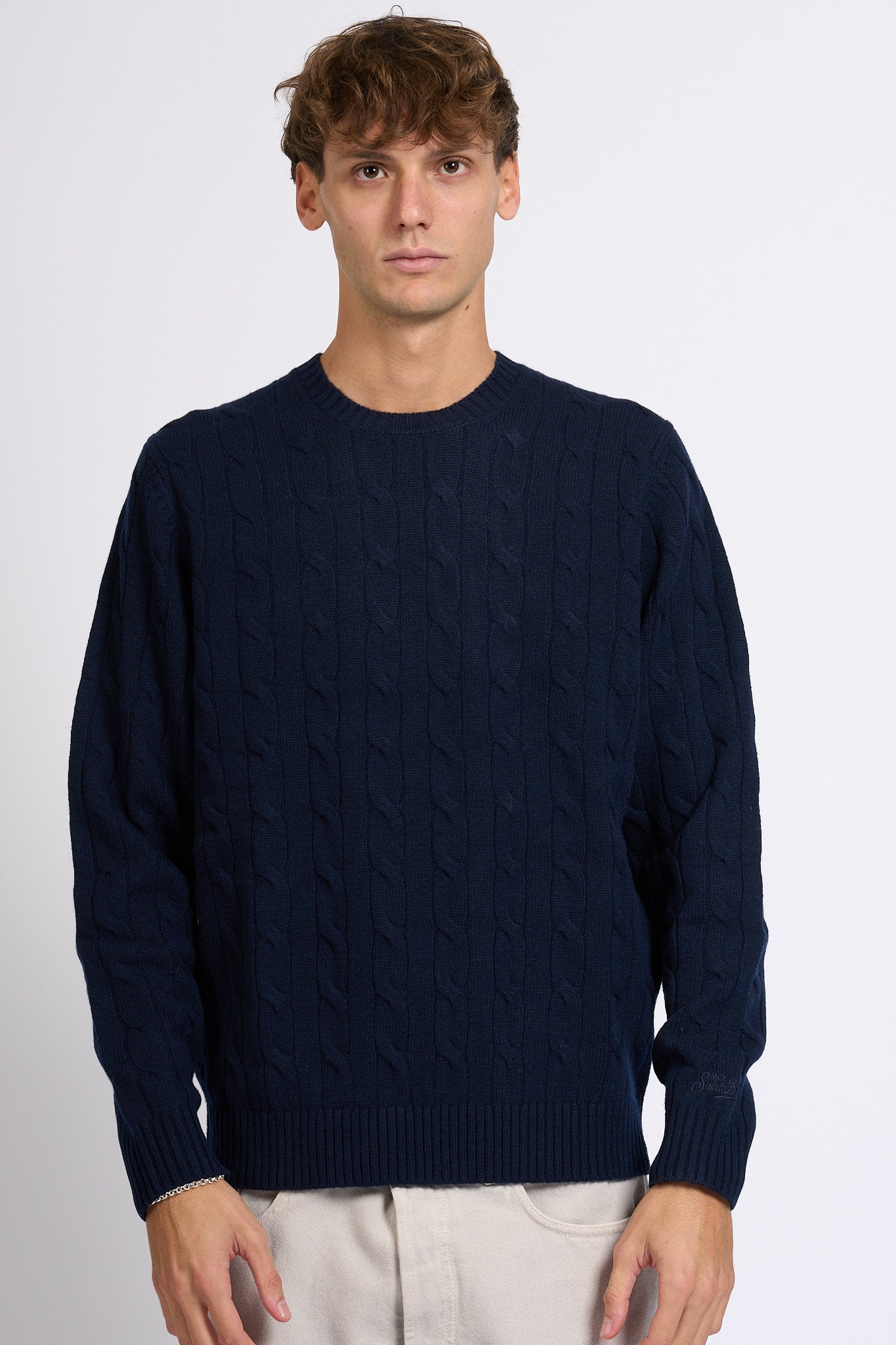 Mc2 saint barth Maglia Braid Wool Blu scuro Uomo-4