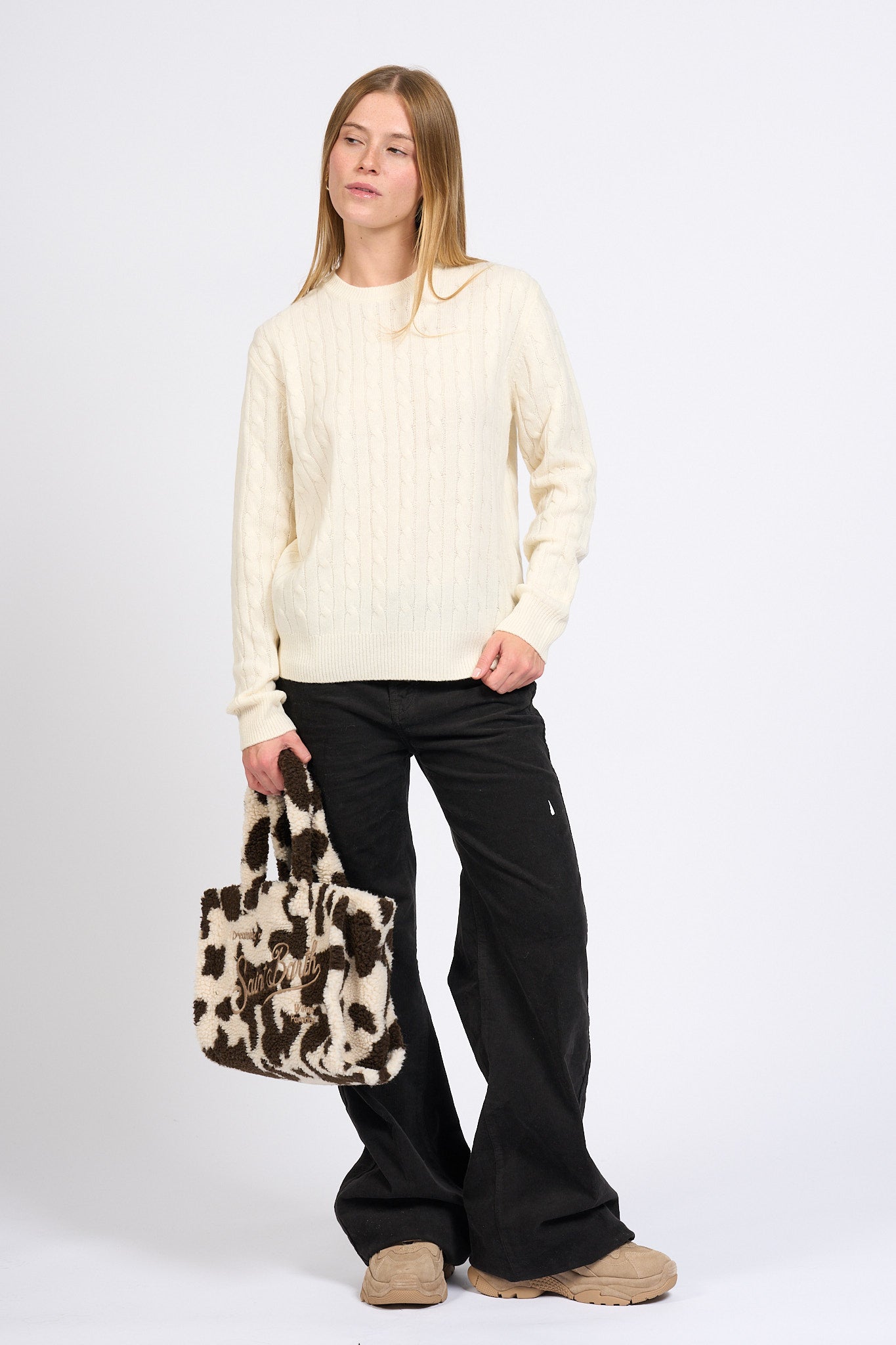 Mc2 saint barth Maglia Treccia Bianco Donna-4