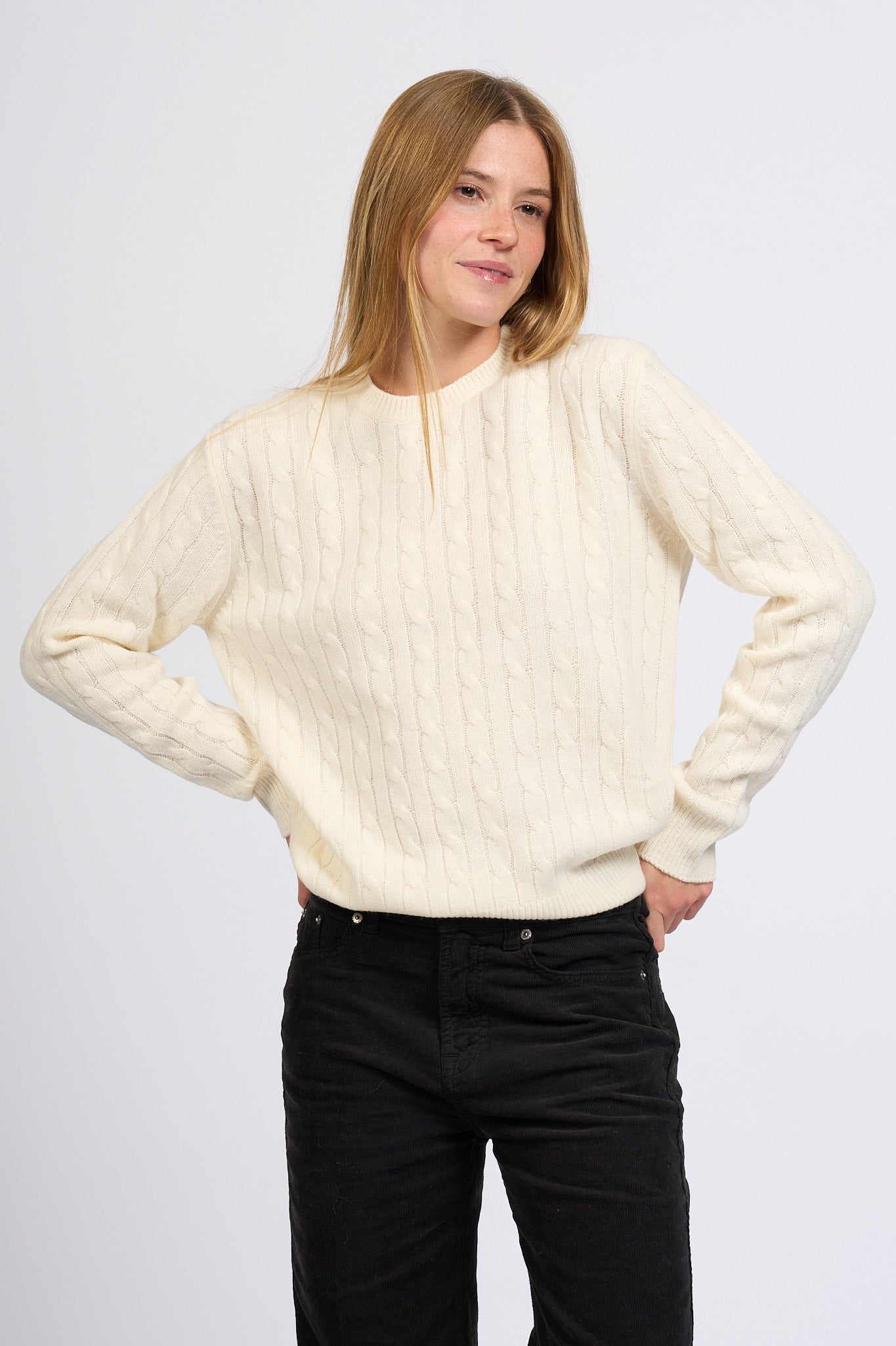 Mc2 saint barth Maglia Treccia Bianco Donna-5