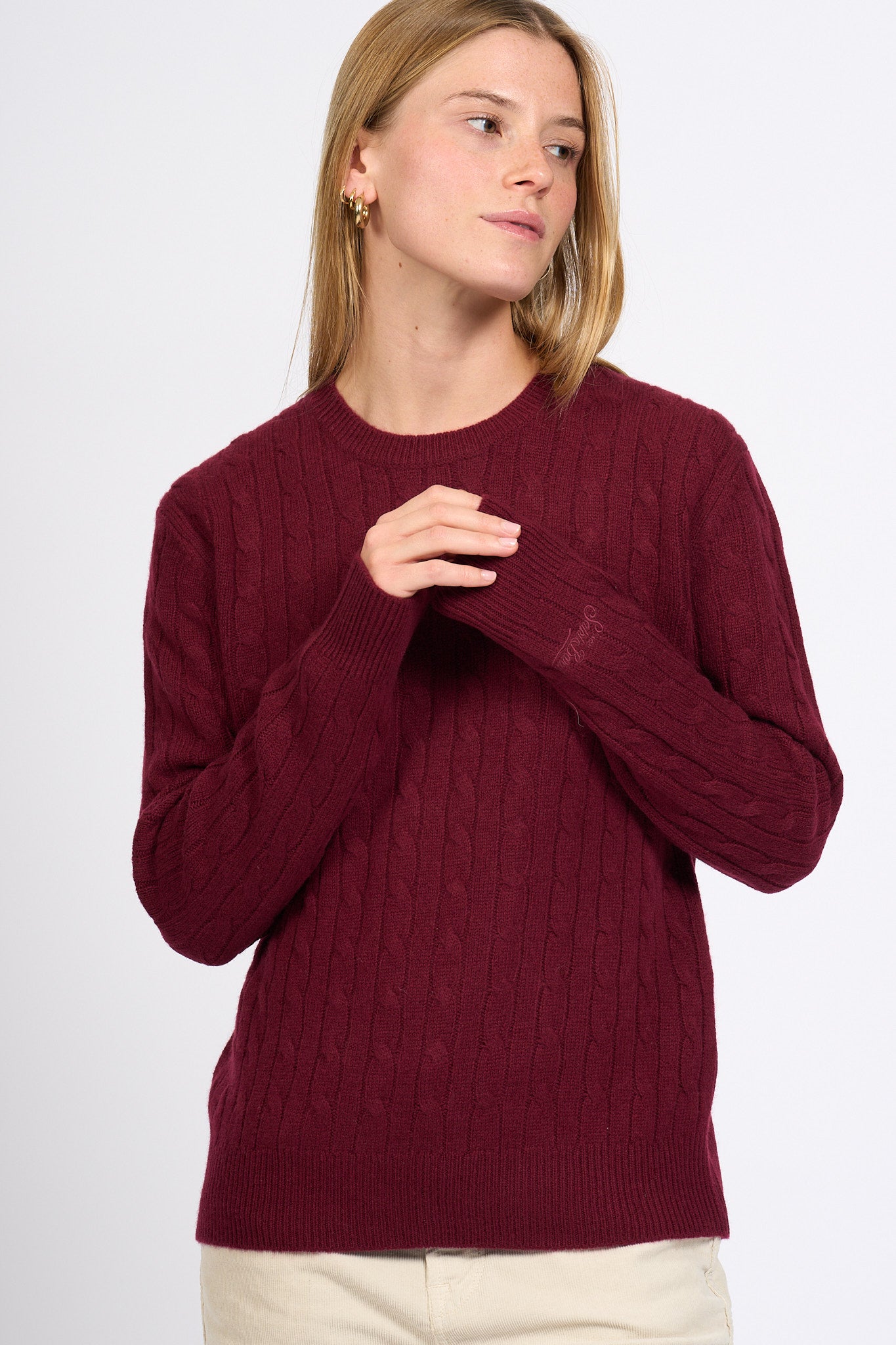 Mc2 saint barth Maglia Treccia Bordeaux Donna-3