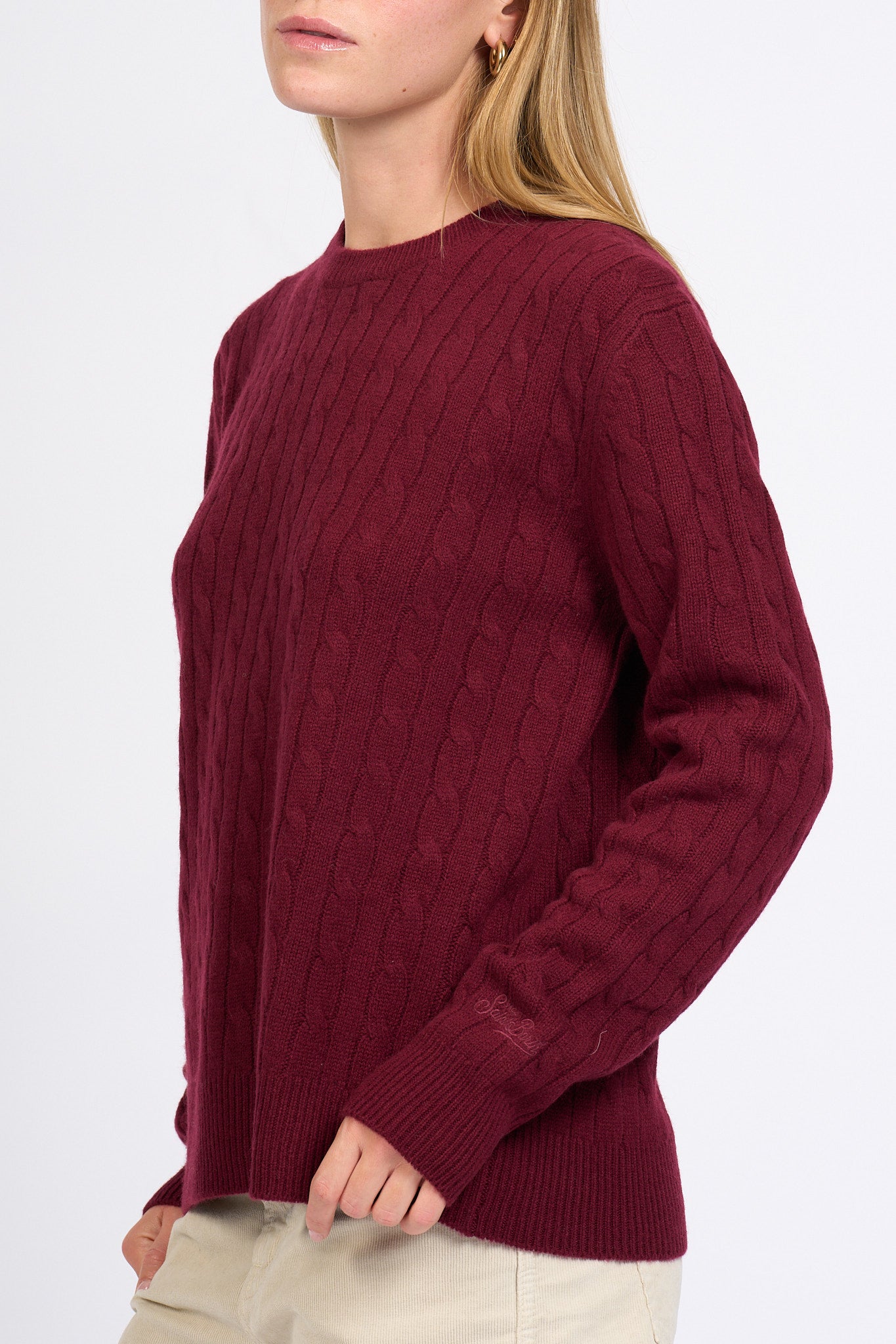 Mc2 saint barth Maglia Treccia Bordeaux Donna-5