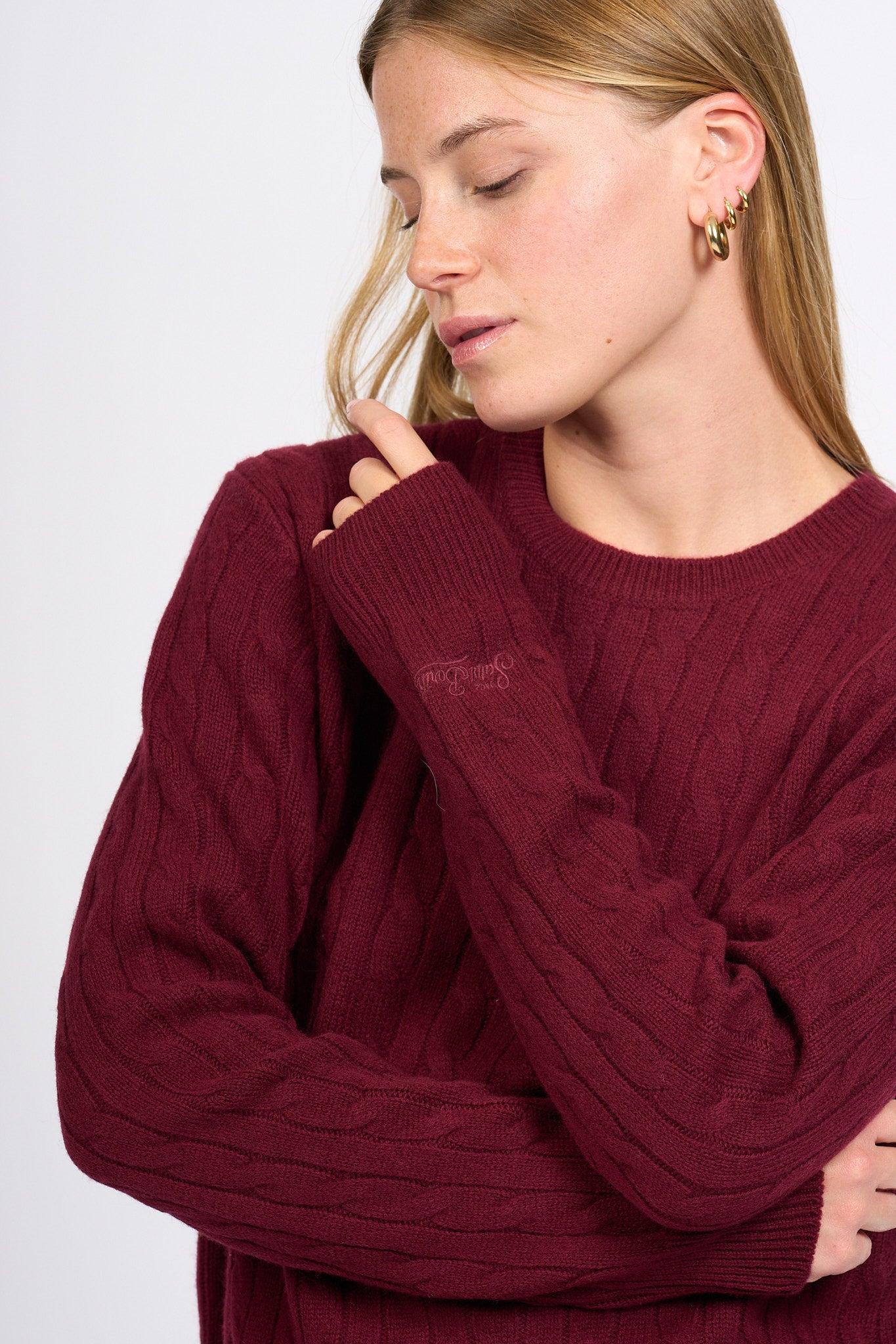 Mc2 saint barth Maglia Treccia Bordeaux Donna-7