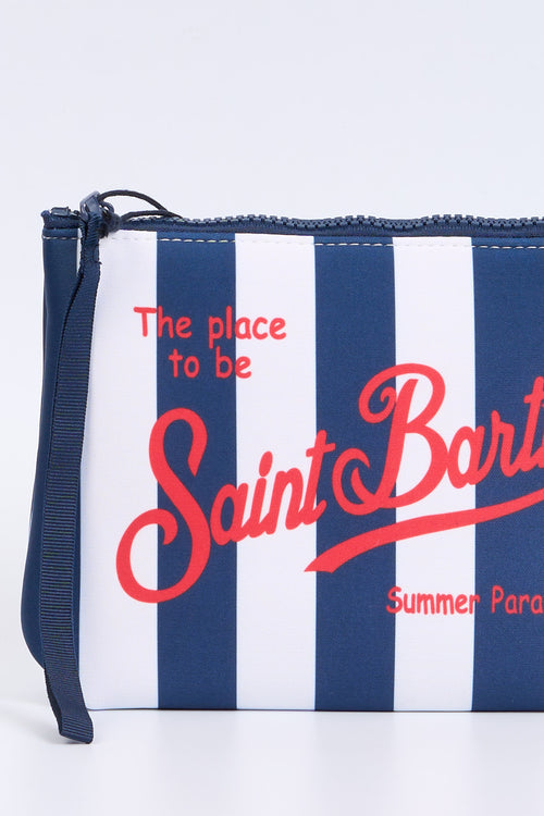 Mc2 saint barth Pochette Aline Righe Bianco/Blu Donna-2