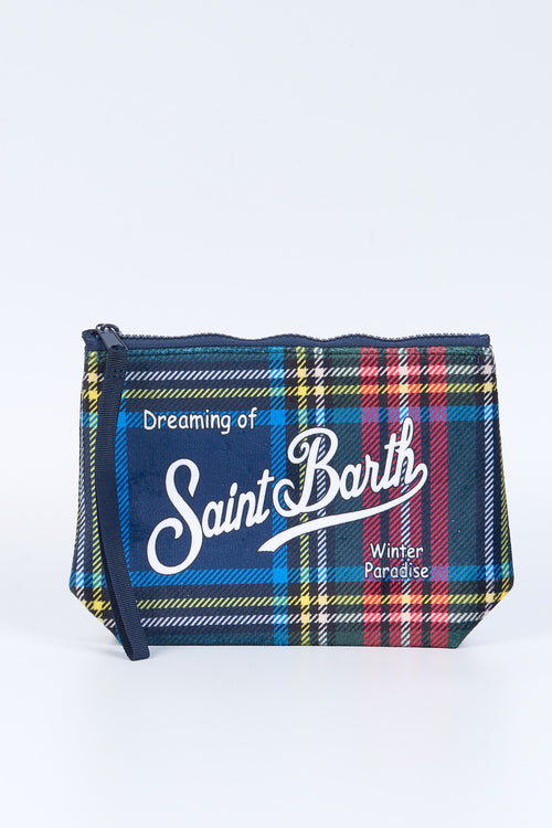 Mc2 saint barth Pochette Tartan Blu/rosso Donna