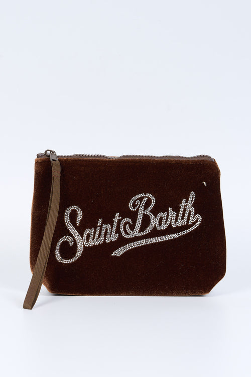 Mc2 saint barth Pochette Velluto Strass Marrone Donna