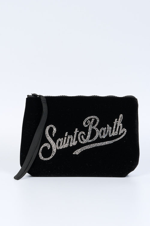 Mc2 saint barth Pochette Velluto Strass Nero Donna