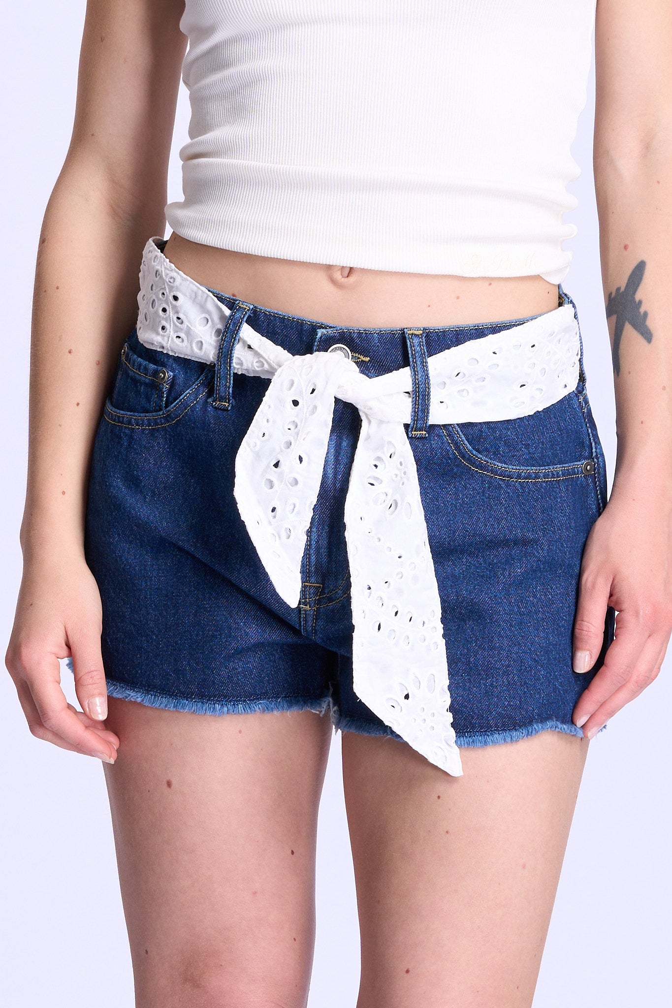 Mc2 saint barth Shorts Denim e Sangallo Donna-3