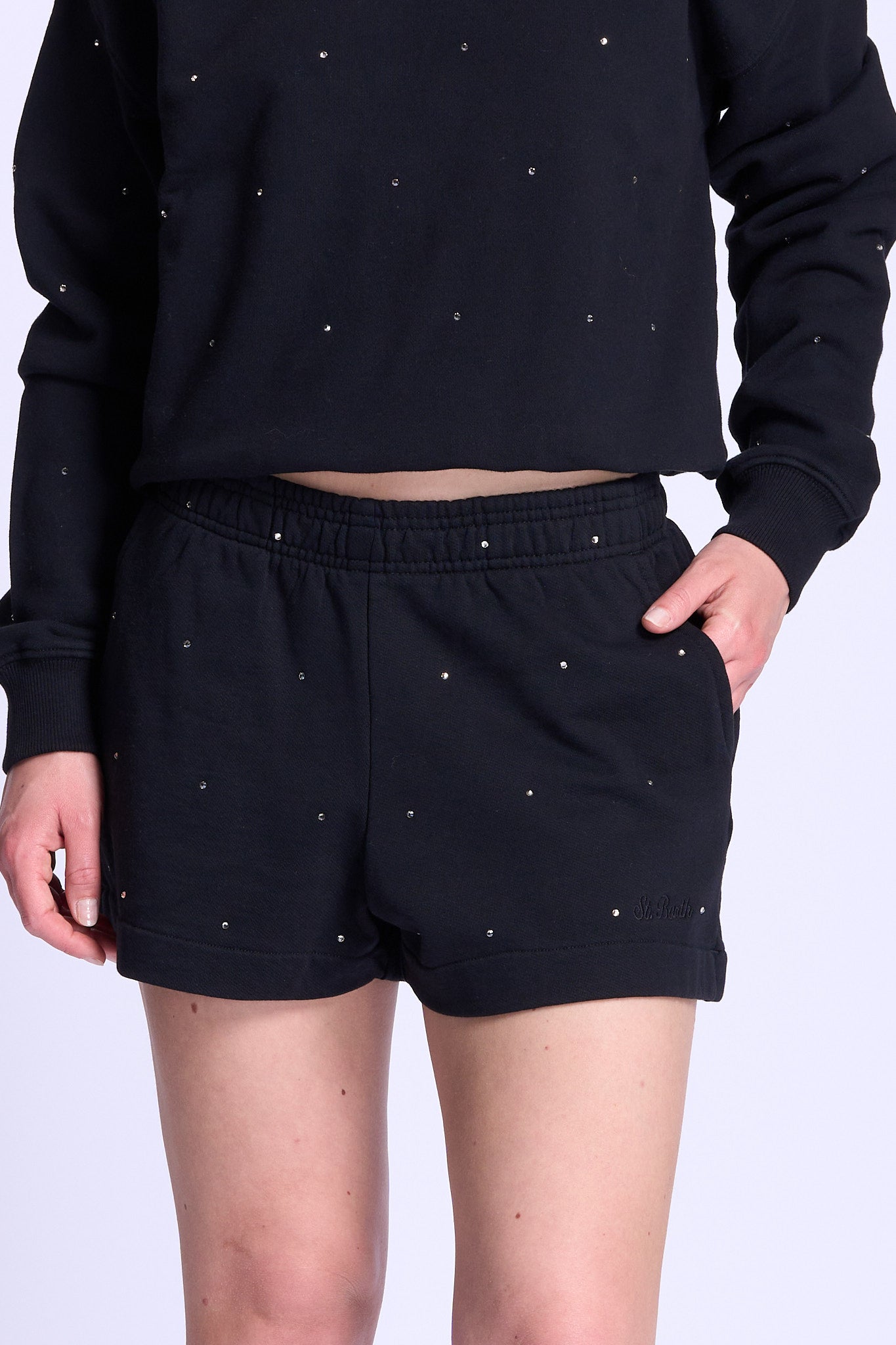 Mc2 saint barth Shorts con Strass Nero Donna-3