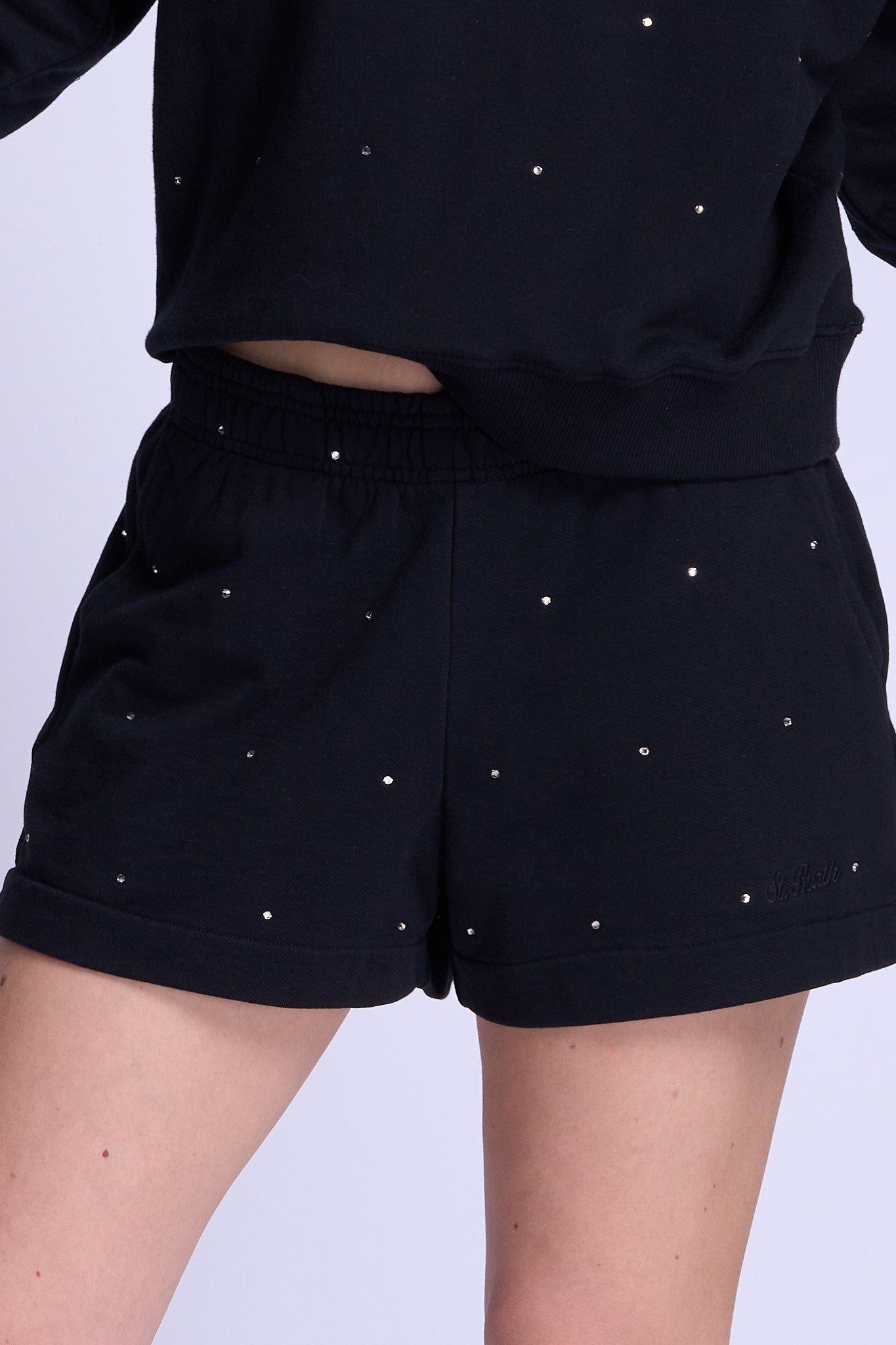 Mc2 saint barth Shorts con Strass Nero Donna-5