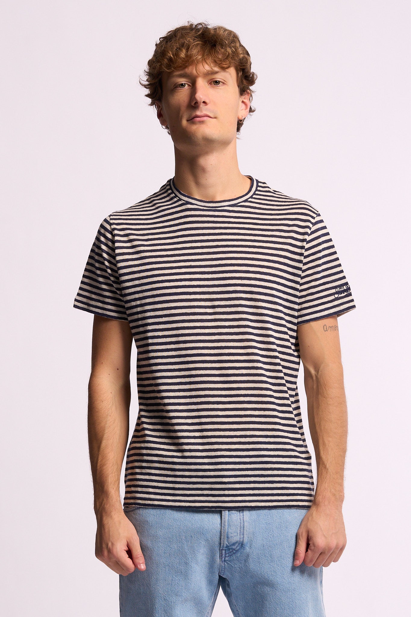 Mc2 saint barth T-shirt Dover Righe Bianco/blu Uomo-4