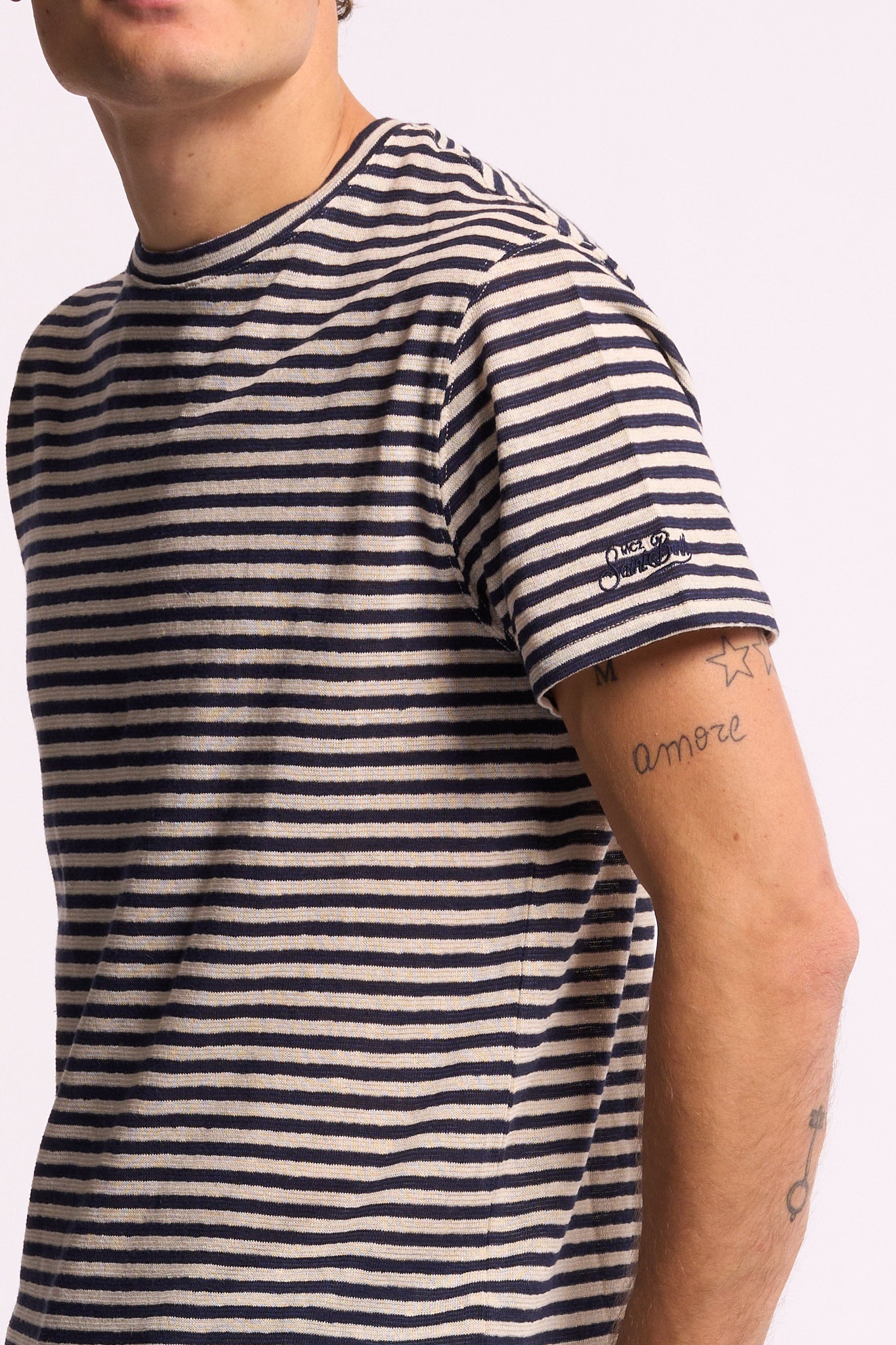 Mc2 saint barth T-shirt Dover Righe Bianco/blu Uomo-2