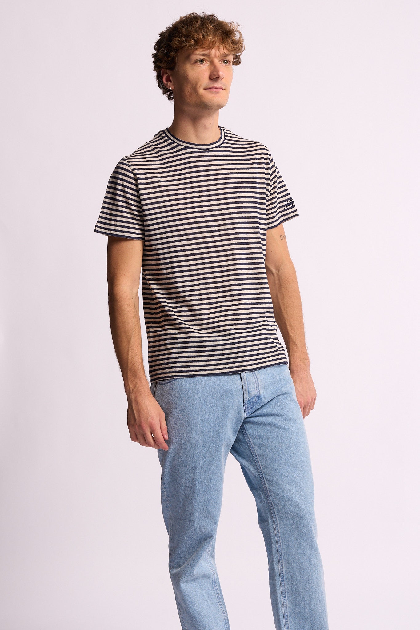 Mc2 saint barth T-shirt Dover Righe Bianco/blu Uomo-3