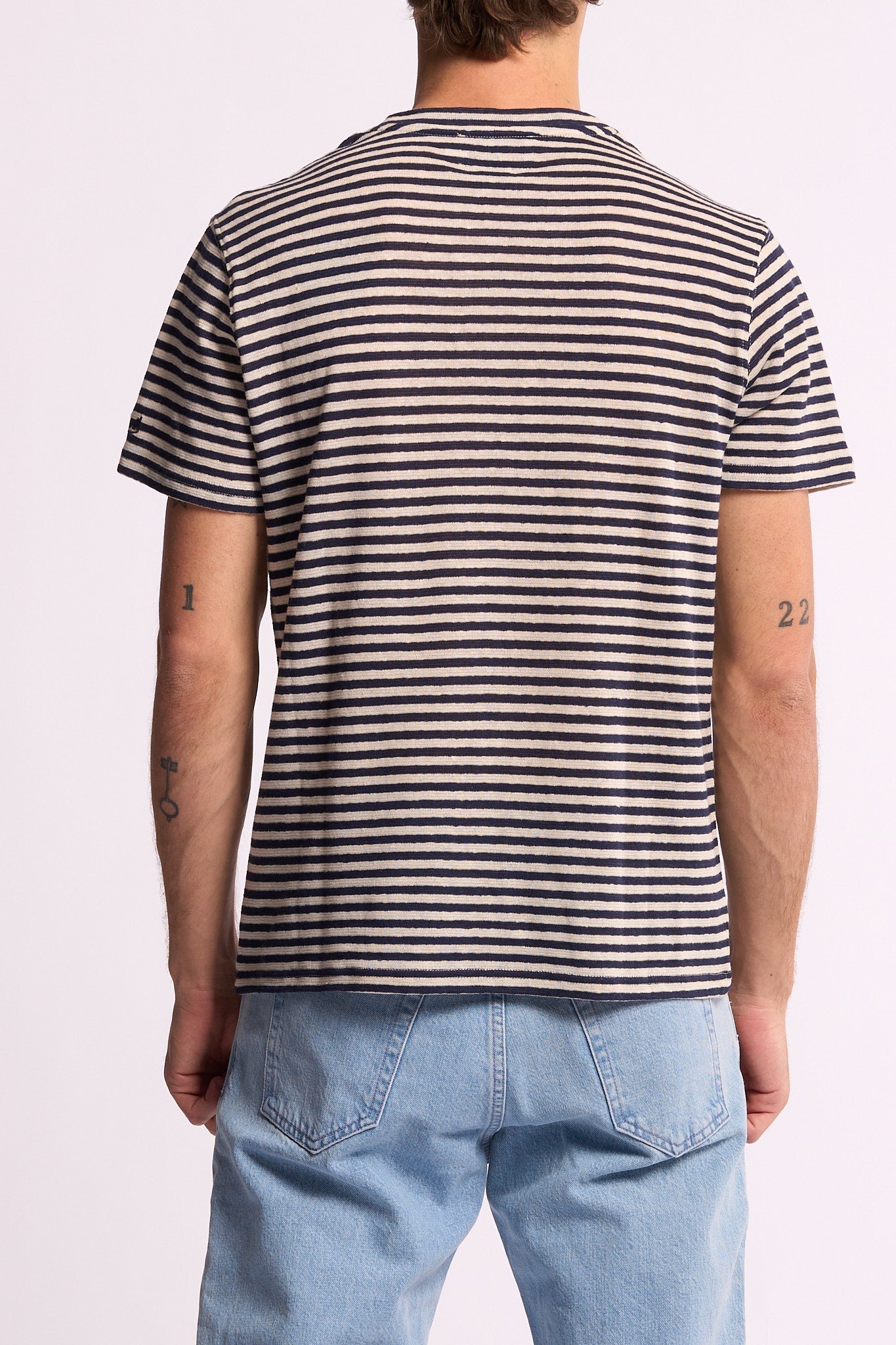 Mc2 saint barth T-shirt Dover Righe Bianco/blu Uomo-5