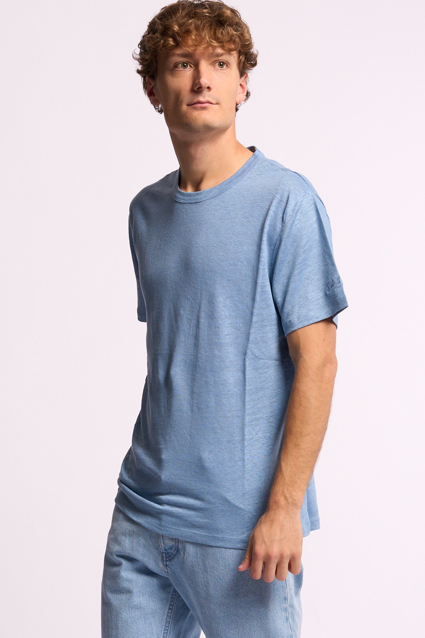 Mc2 saint barth T-shirt Ecstasea Lino Azzurro Uomo-1