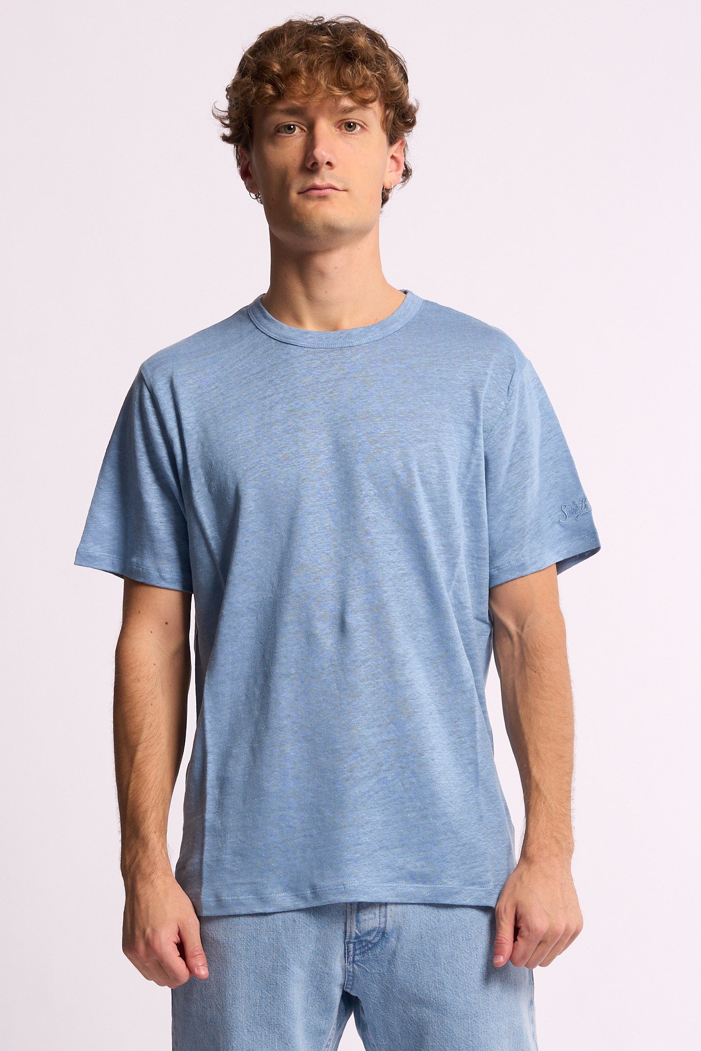 Mc2 saint barth T-shirt Ecstasea Lino Azzurro Uomo-4