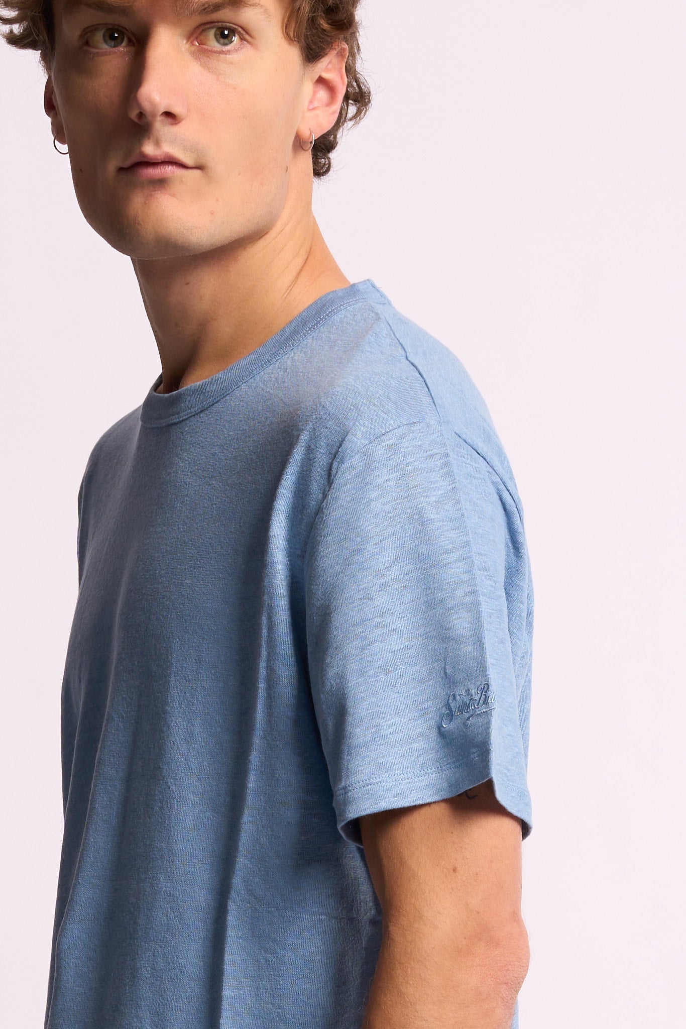 Mc2 saint barth T-shirt Ecstasea Lino Azzurro Uomo-2