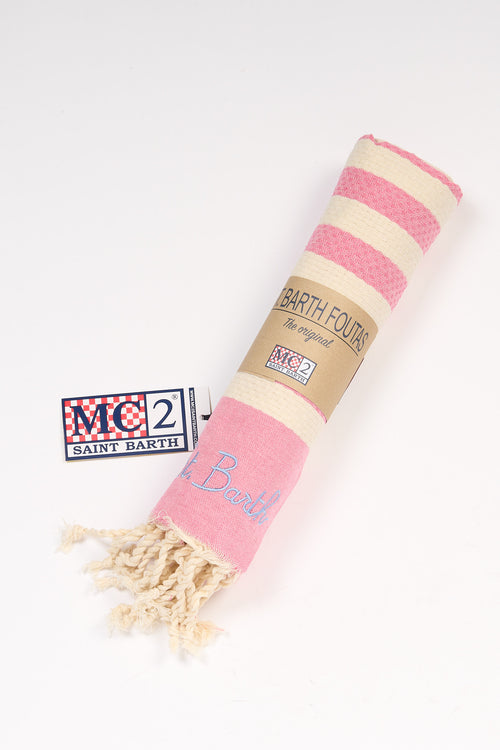 Mc2 saint barth Telo Mare a Righe Bianco/rosa Donna
