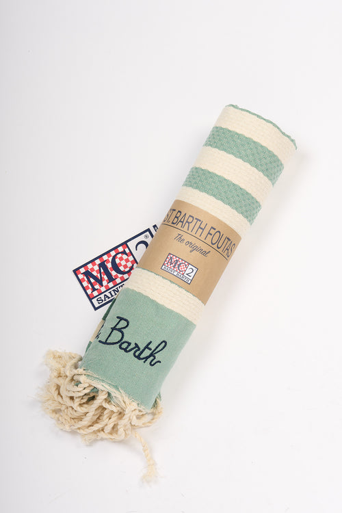Mc2 saint barth Telo Mare a Righe Bianco/verde Donna