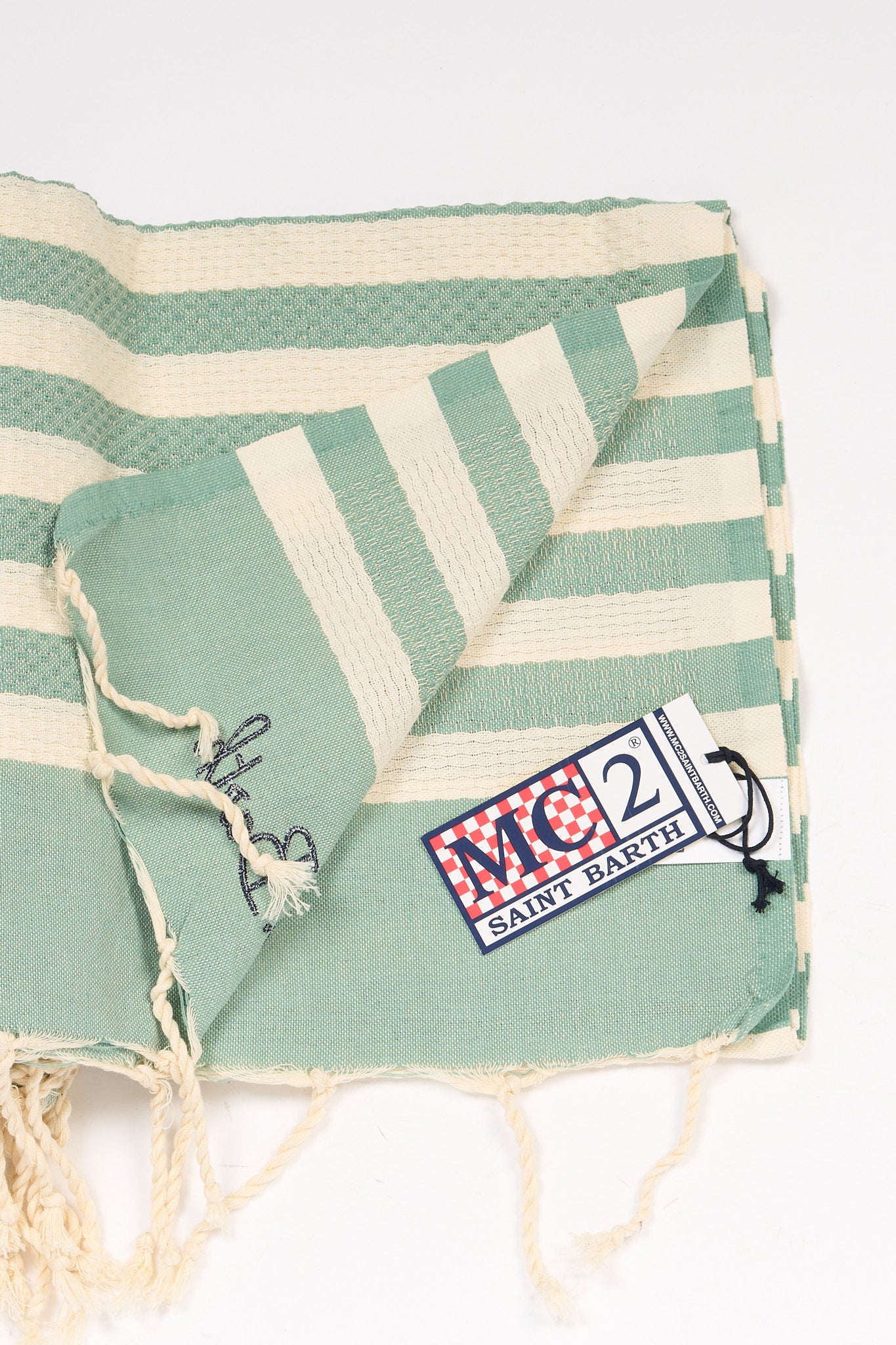 Mc2 saint barth Telo Mare a Righe Bianco/verde Donna-4