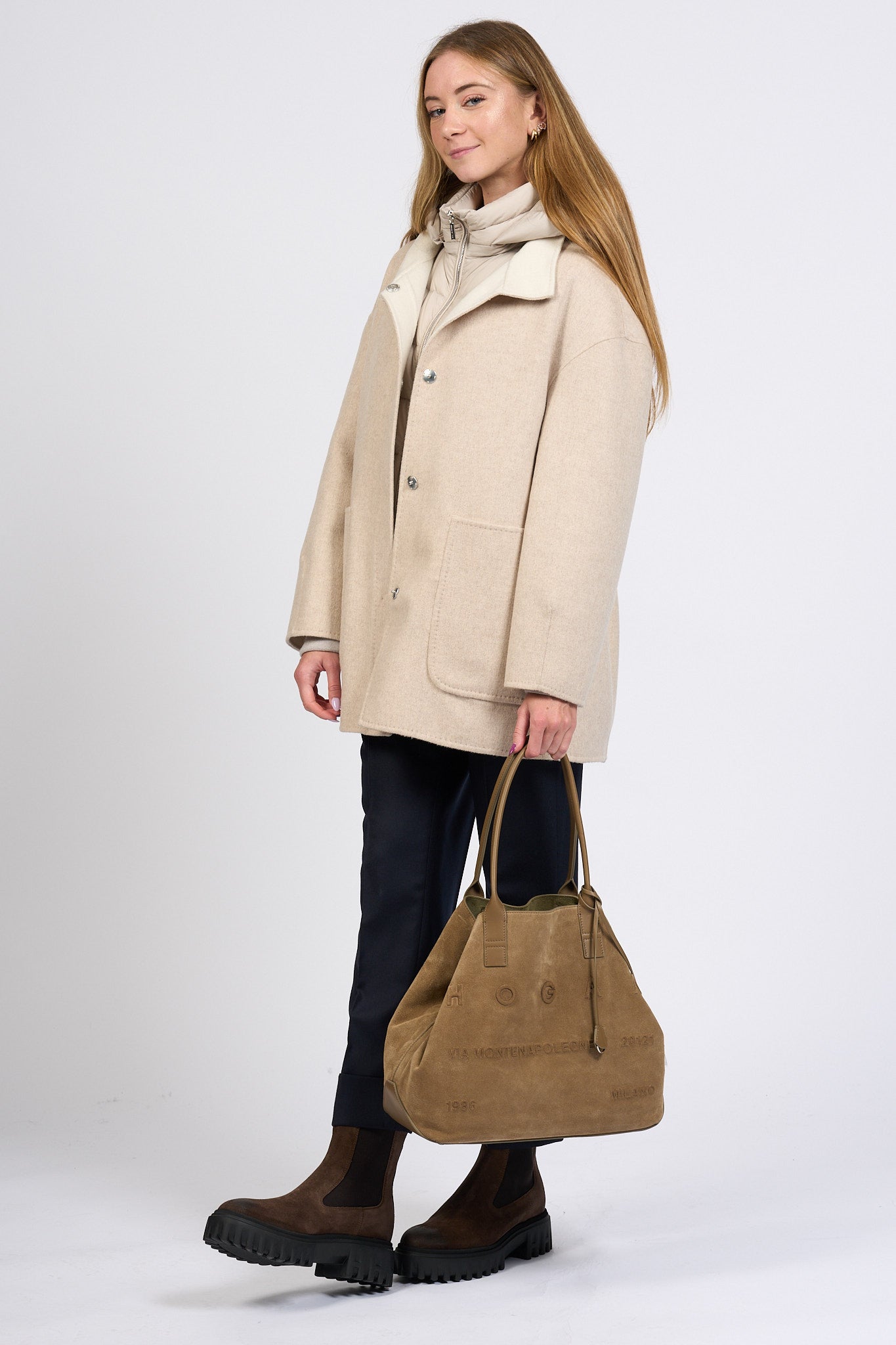 Moorer Cappotto Con Piumino Sabbia Donna-3