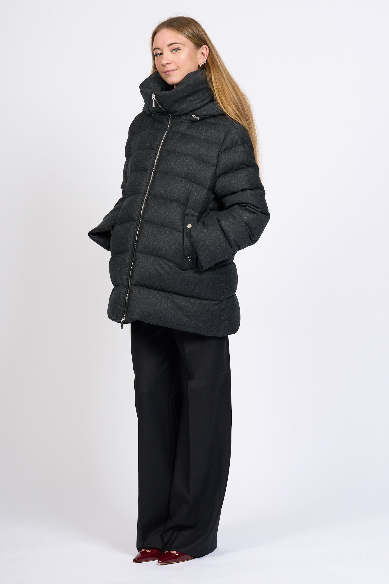 Moorer Piumino Antracite Donna-11