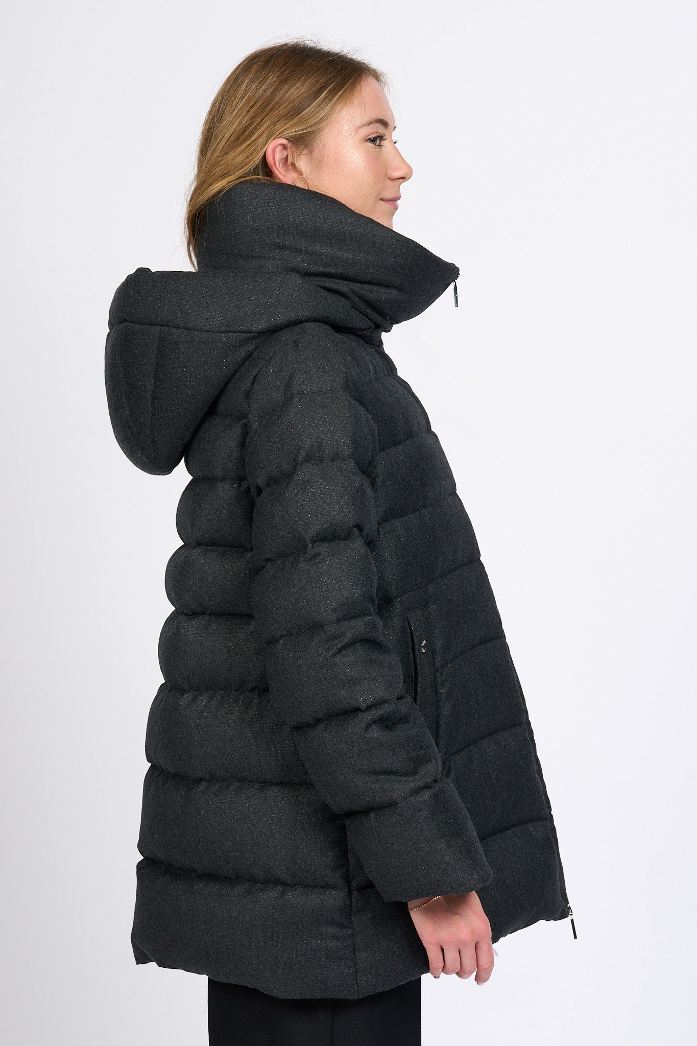 Moorer Piumino Antracite Donna-5