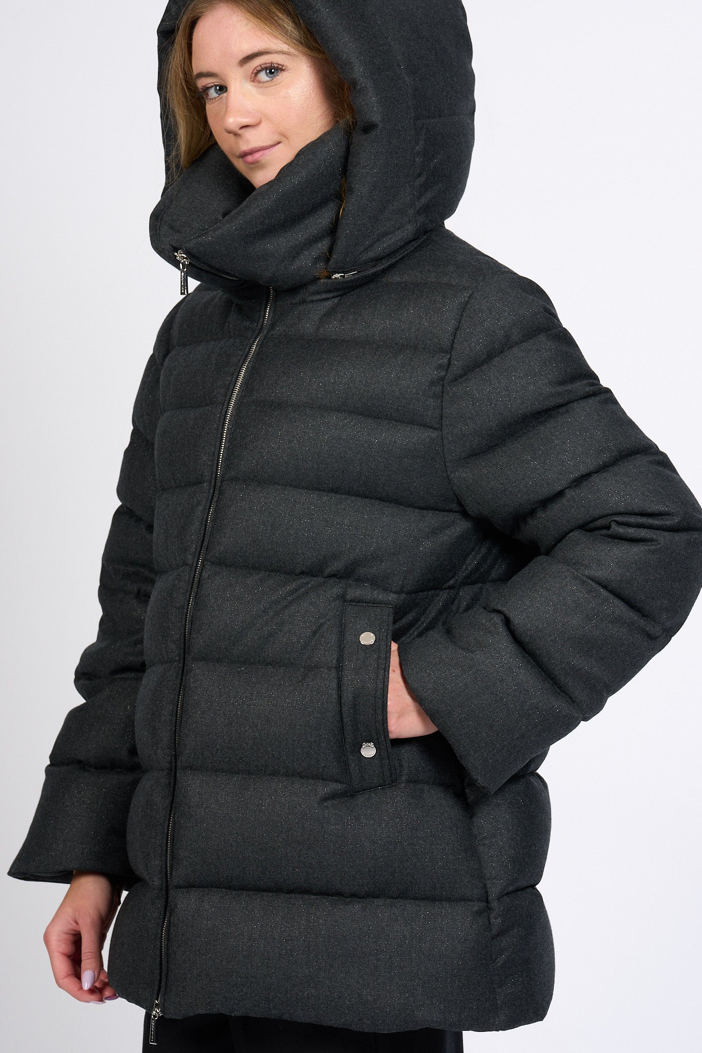 Moorer Piumino Antracite Donna-9