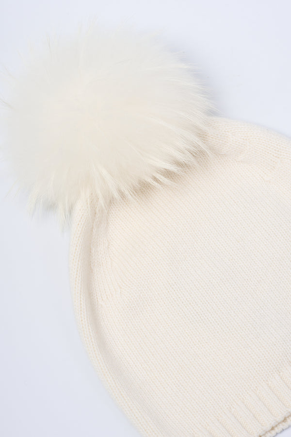 Nima 1708 Cappello Pom Pon Bianco Donna-2