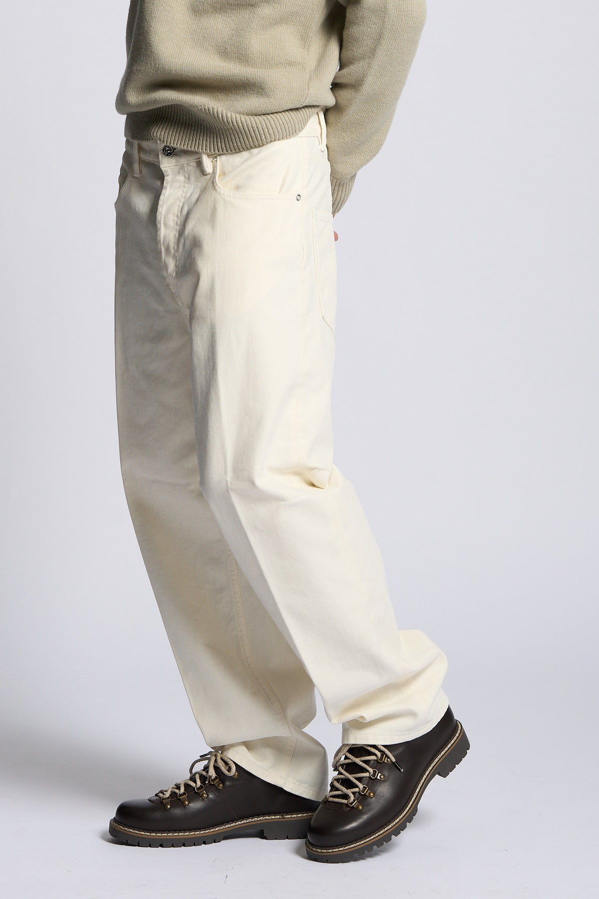 Nine in the morning Pantalone ALBERT Loose Ecru Uomo-4