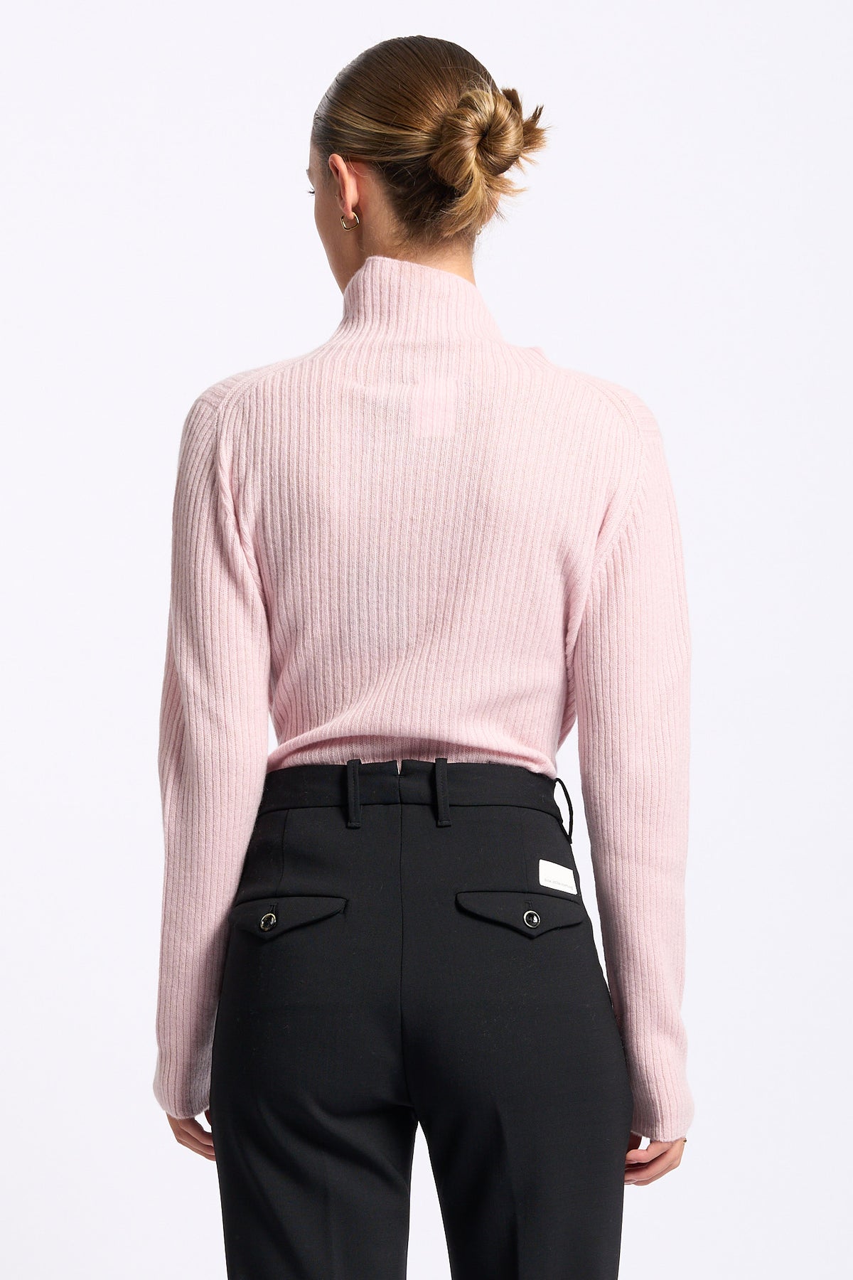 Gran Sasso Lupetto Cashmere Donna a coste rosa-6