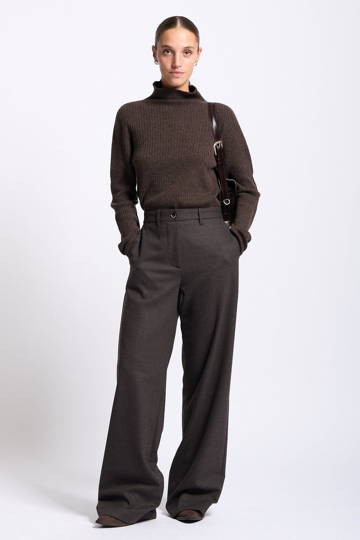 Nine in the morning Pantalone FIAMMA Boy donna marrone-8
