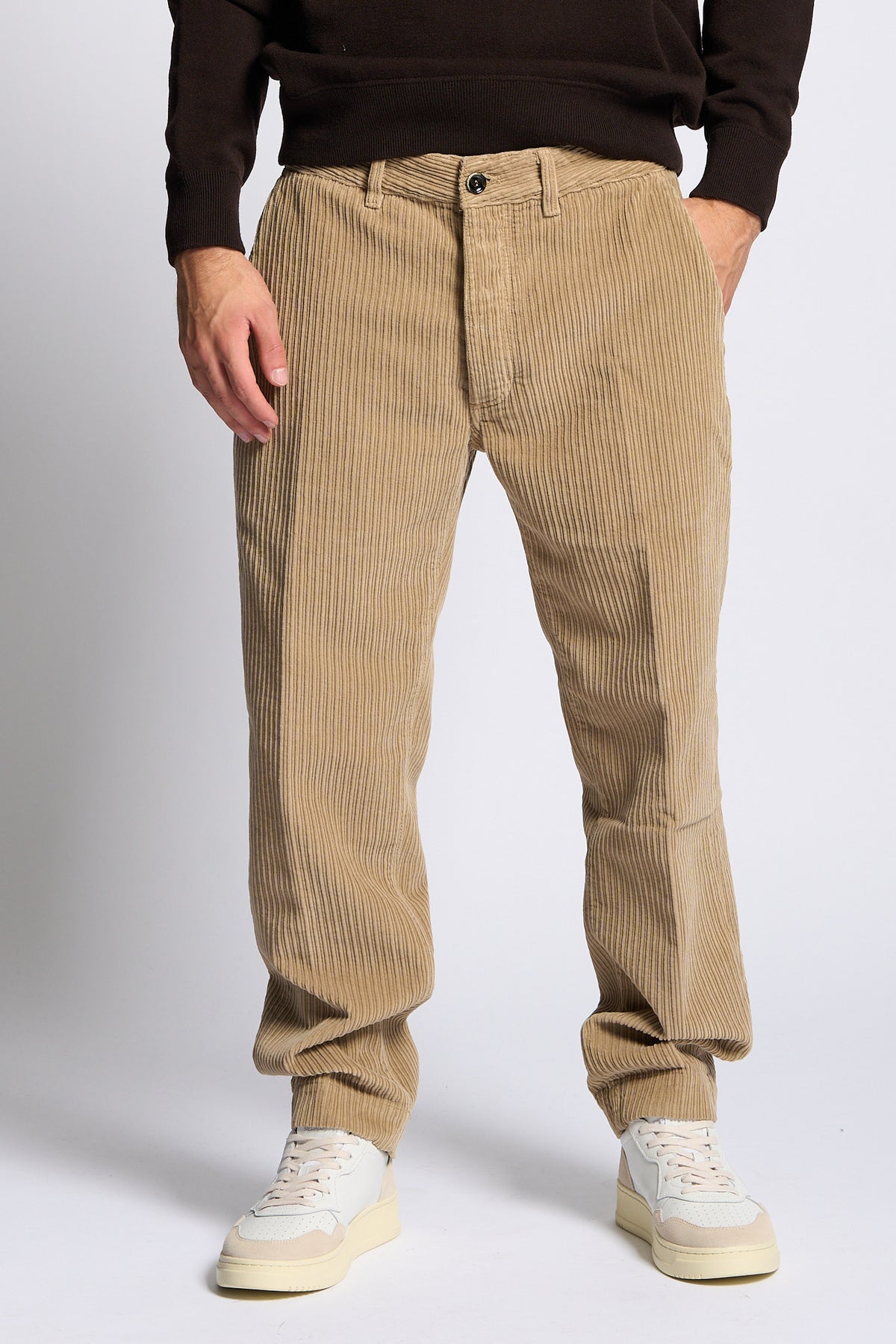 Nine in the morning Pantalone TIM Velluto Beige Uomo-1