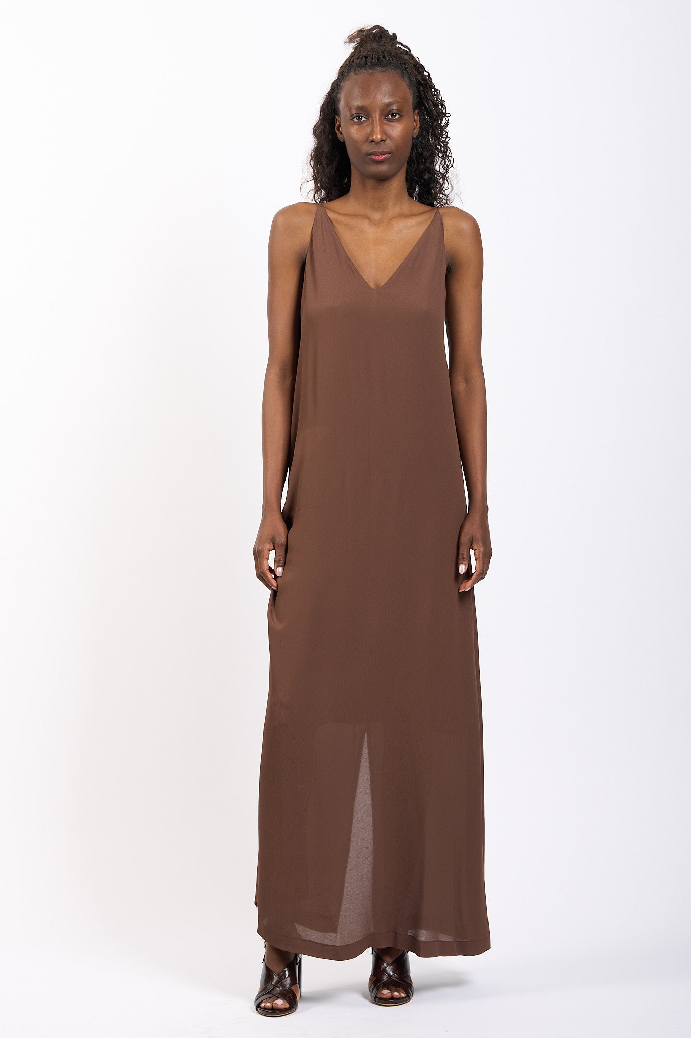 Nude Abito Lungo Cioccolato Donna-7