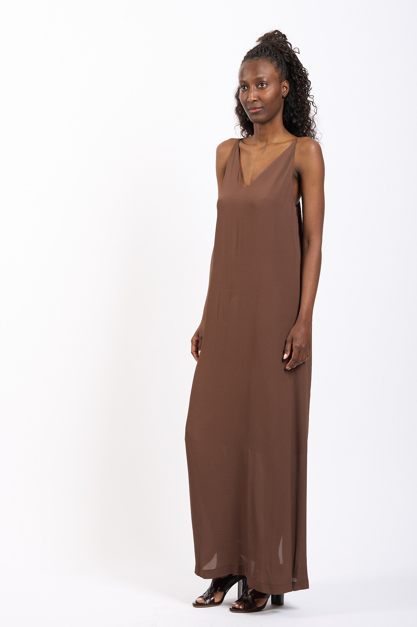 Nude Abito Lungo Cioccolato Donna-4