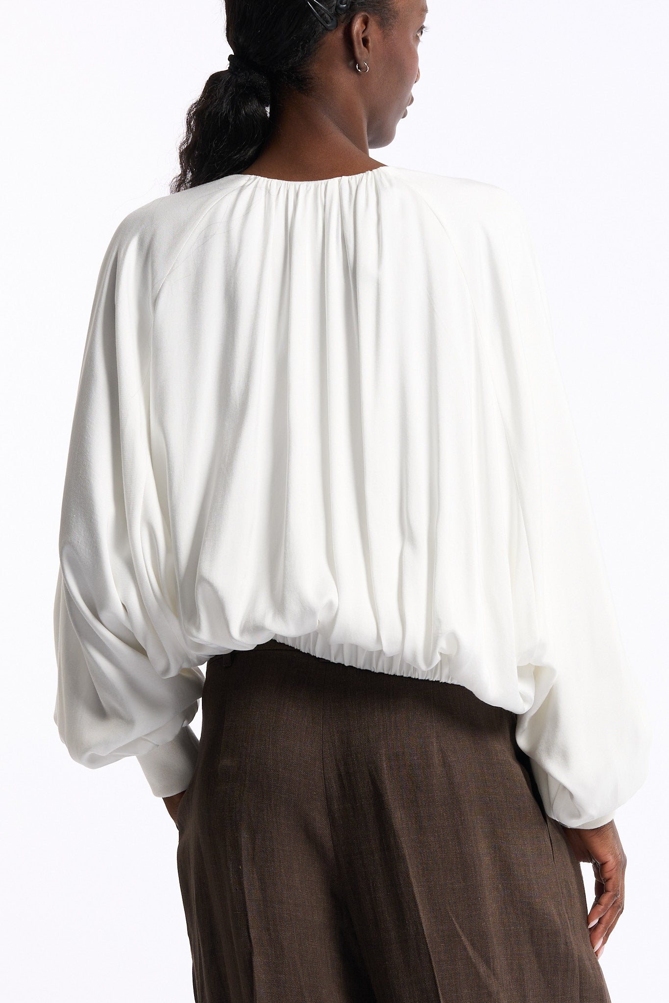 Nude Bomber Manica Ampia Bianco Donna-5
